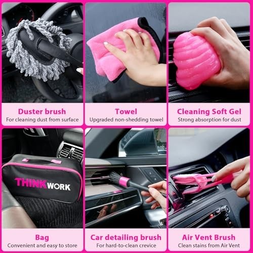 Car Detailing Kit with Cordless Handheld Vacuum, Interior Cleaner & Brush Set, P