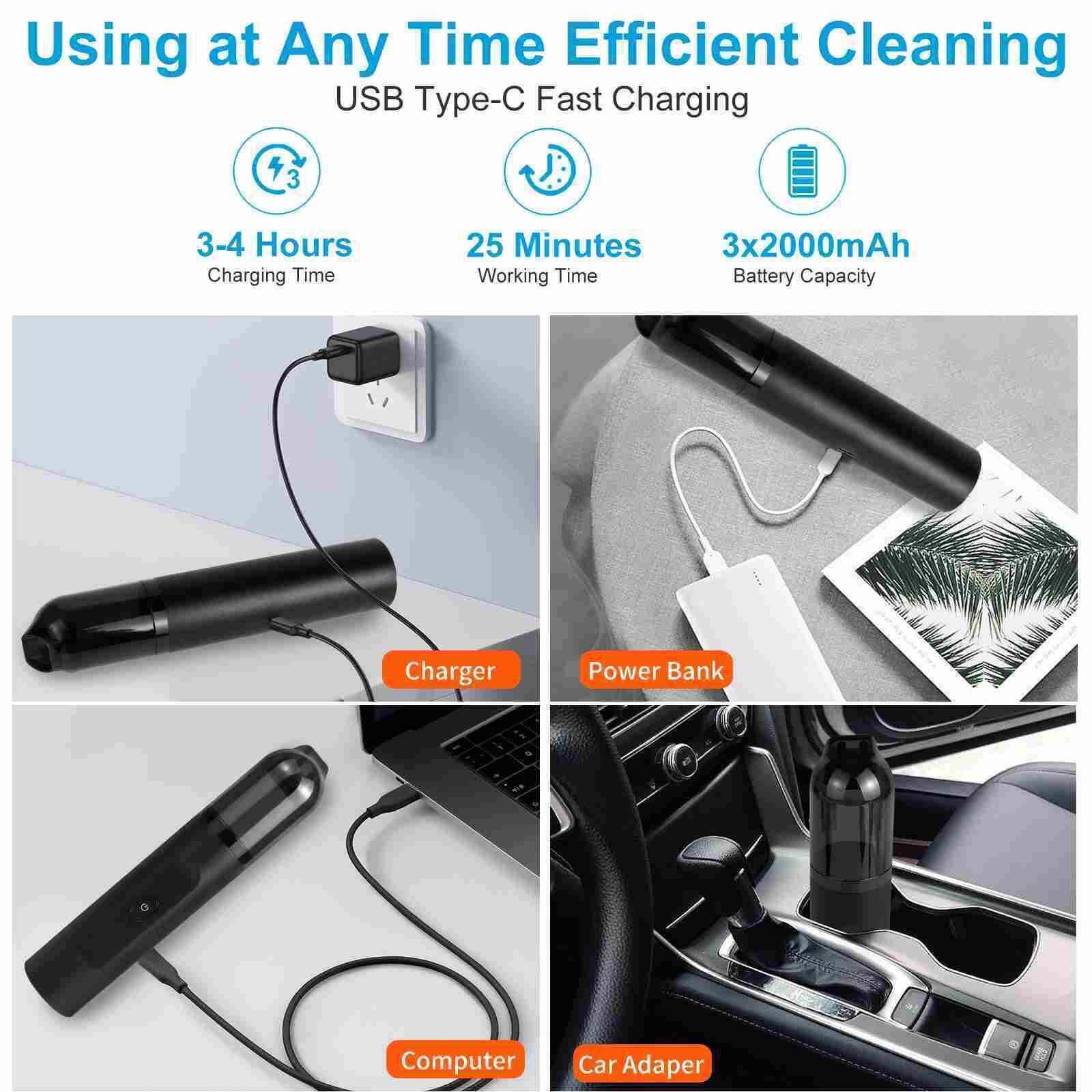 Small F500Plus Cordless Car Vacuum Cleaner High Power 15000Pa Powerful Suction