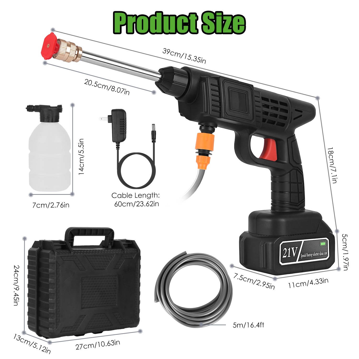 Cordless Electric Pressure Washer, 400PSI Portable Power Cleaner for Car/Bike
