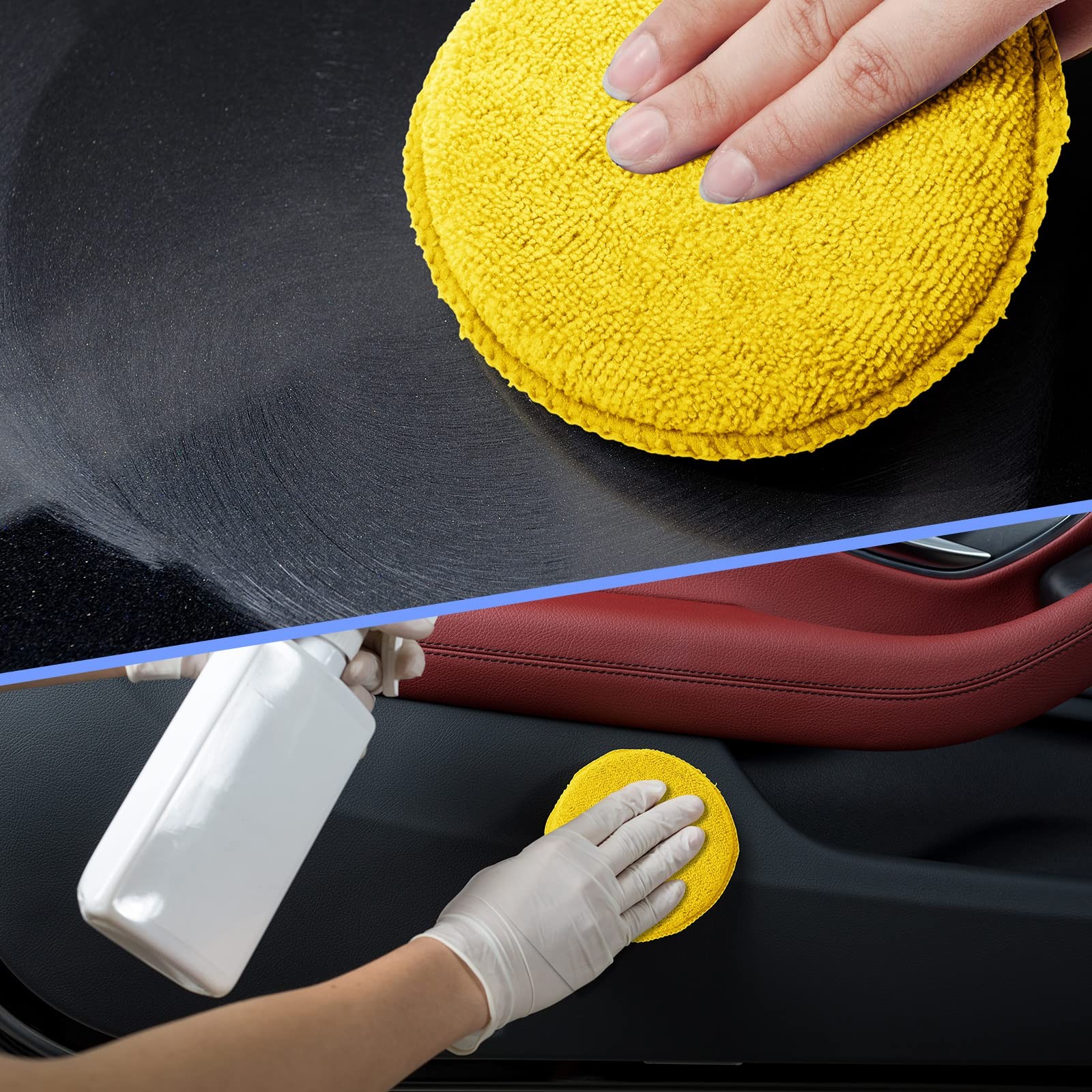 12 Pack Microfiber Applicator Pad Sponge for Car Include Yellow