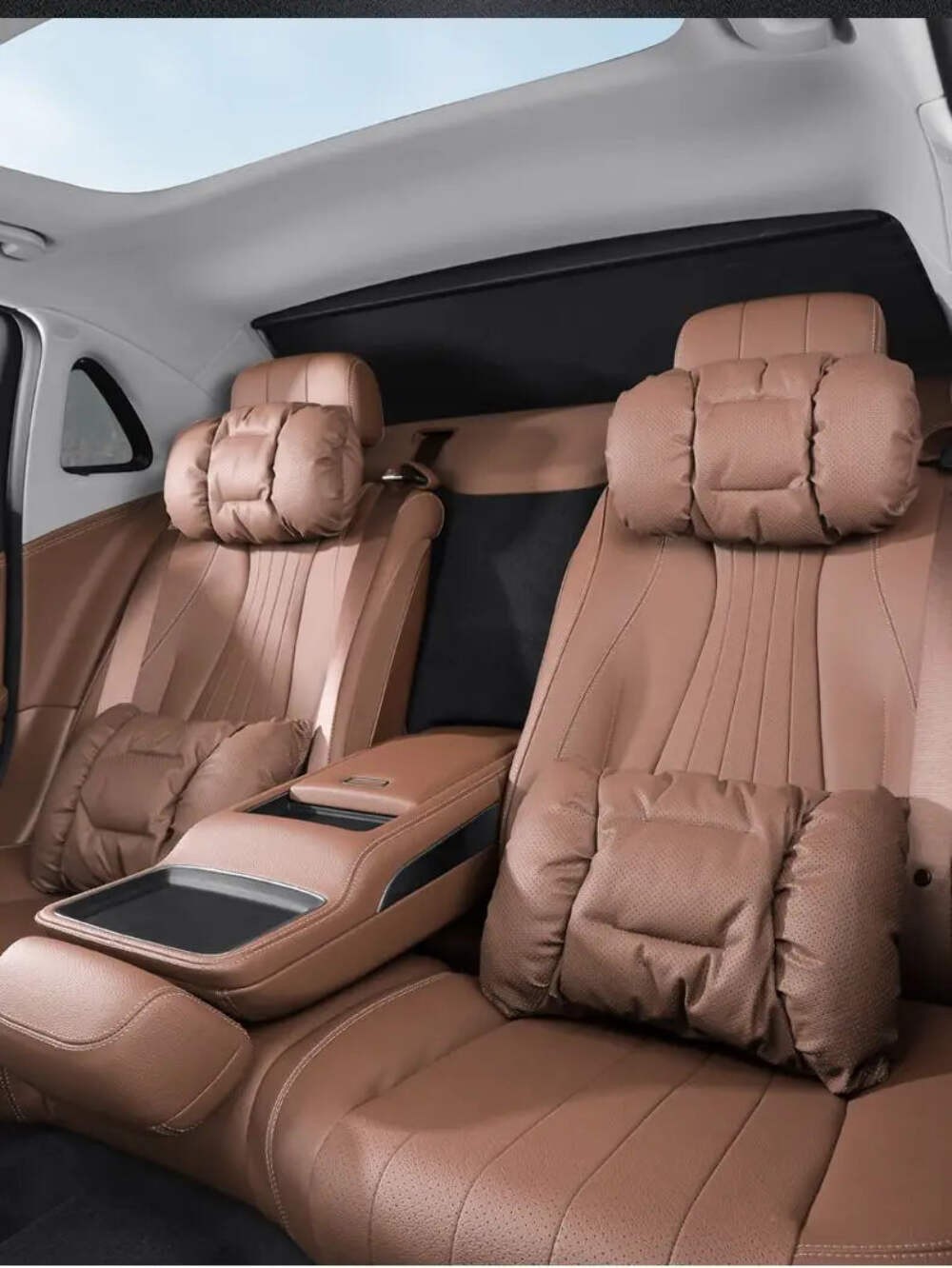 Memory Leather Car Headrest Neck Support Backrest Breathable Punched Design