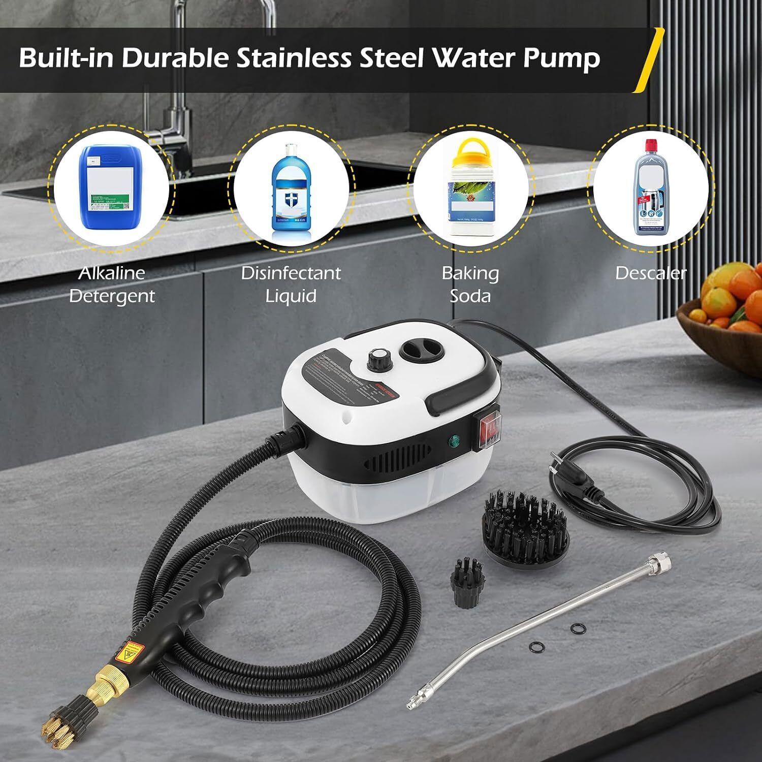 2500W Handheld Steam Cleaner Machine High Pressure Car Detailing Cleaning Tool