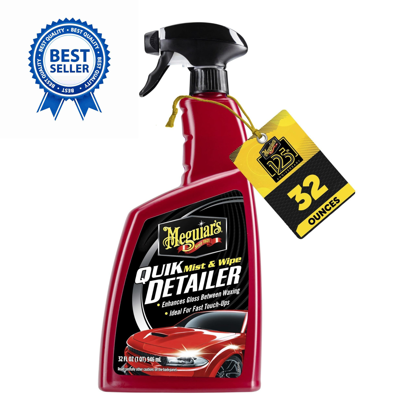 Meguiar’s Quik Detailer, Mist & Wipe Car Detailing 32 Fl Oz (Pack of 1)