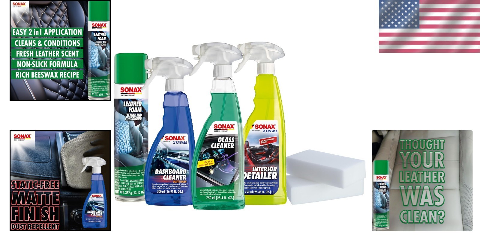 All-in-One Auto Cleaning Set: Leather, Glass & Upholstery Solutions
