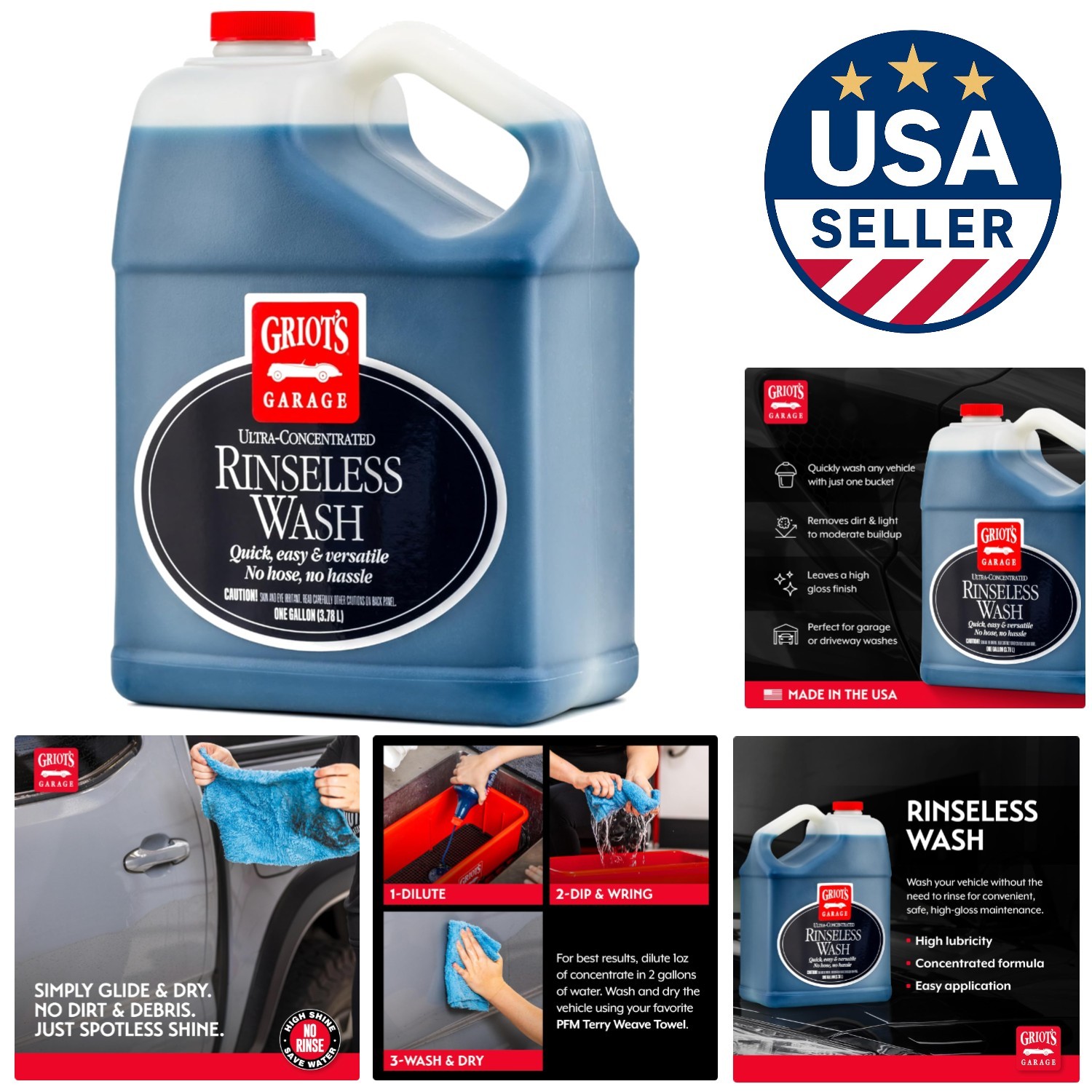 Eco-Friendly Rinseless Car Wash Gallon – 128 Fl. Oz, No-Rinse Detailing Solution