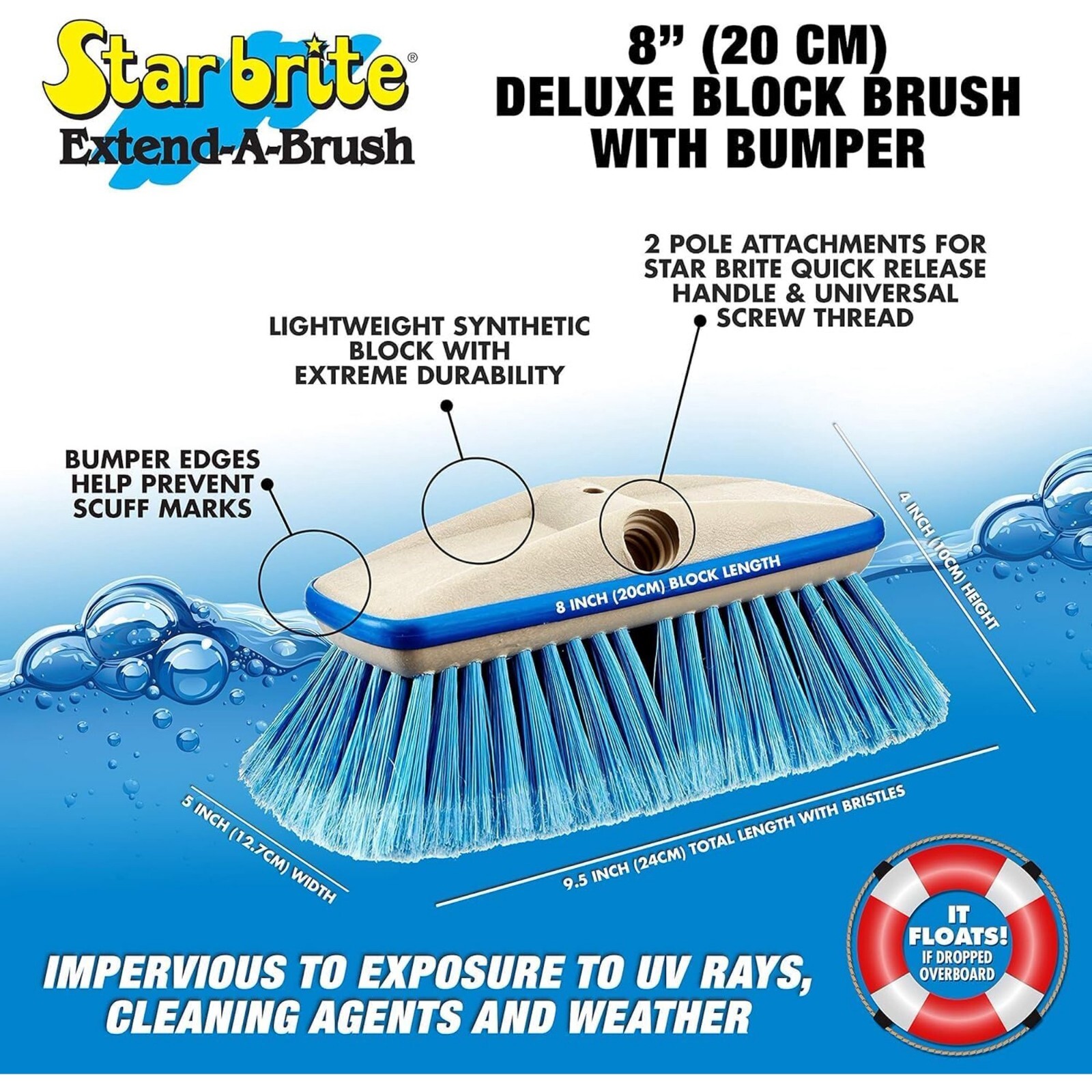 StarBrite 8″ Medium & Soft Brush Head (Lot of 2-MPN40162/40161)