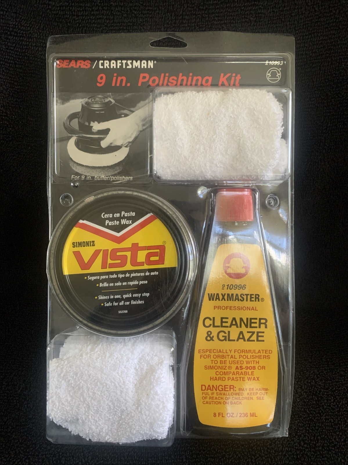 Vintage Sears Craftsman 9″ Polishing Kit Simoniz Vista Waxmaster New NOS
