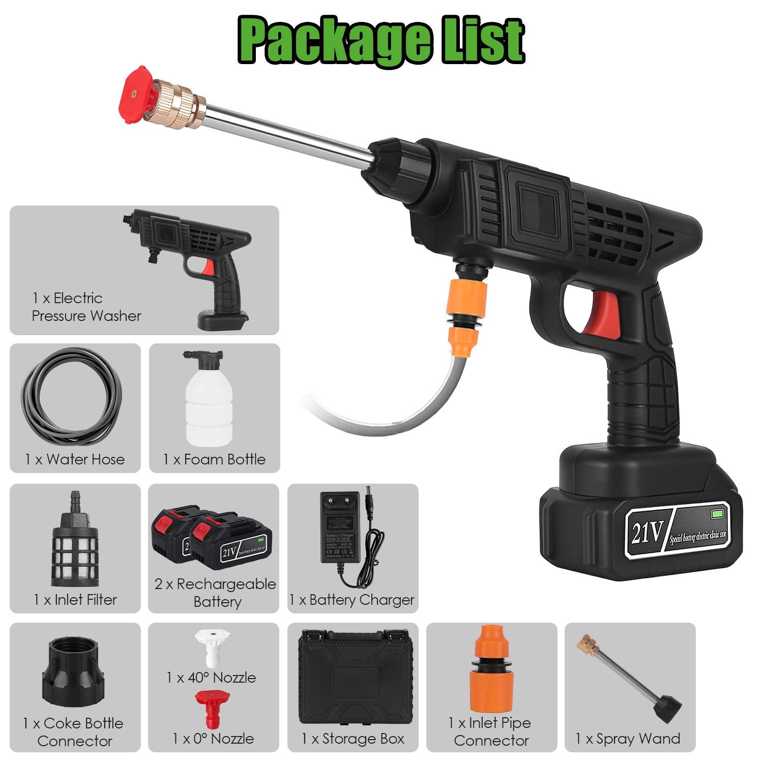Cordless Electric Pressure Washer, 400PSI Portable Power Cleaner for Car/Bike