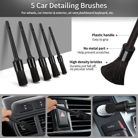 23Pcs Car Cleaning Wash Kit Interior Detailing Cleaner Kit with Brush Set