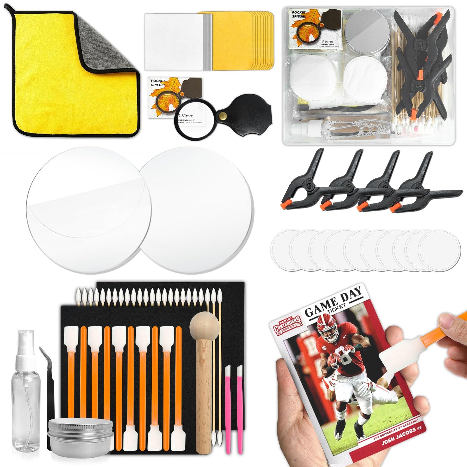 COARVXA 267 Pcs Card Care Clean Kit,Trading Card Cleaning Kit with Fixing Jig…