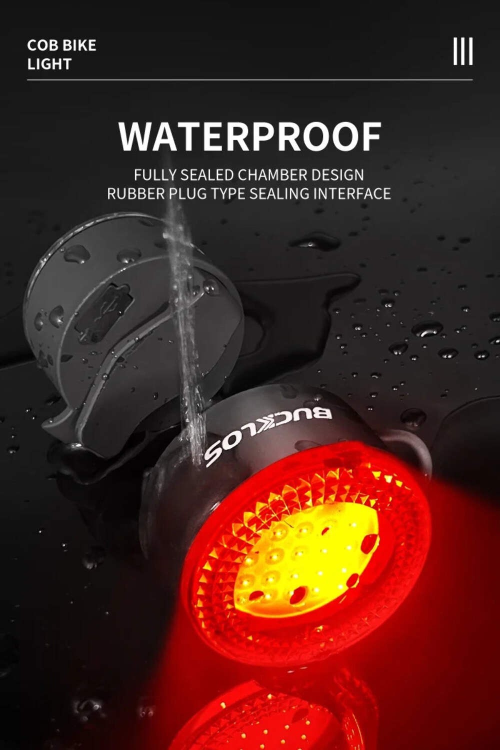 BUCKLOS Bike Light COB Front Rear Bicycle Lights LED Rechargeable Mountain Road