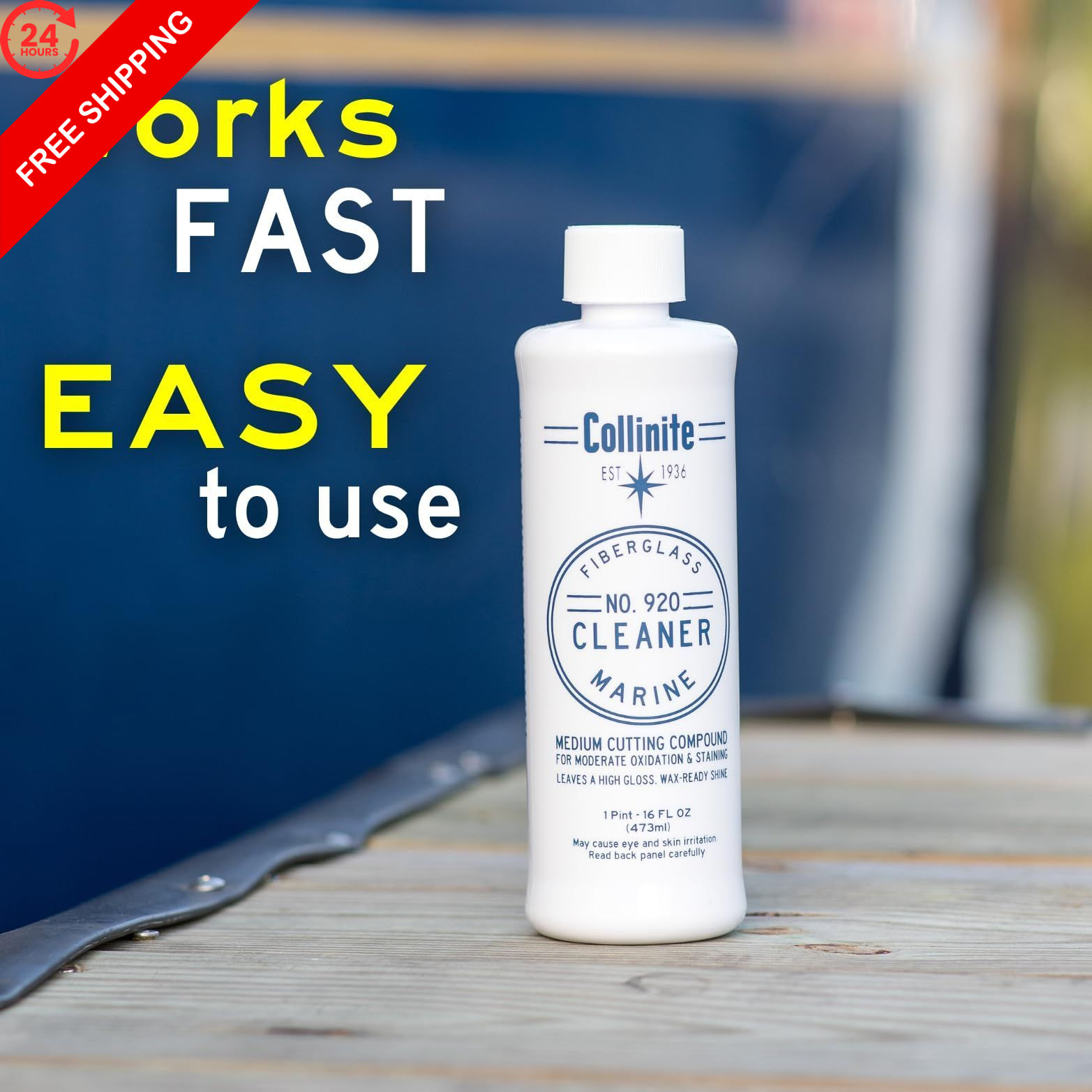 COLLINITE 920 Cleaner-Marine/RV Stain, Water Spot 16 Fl Oz (Pack of 1), White