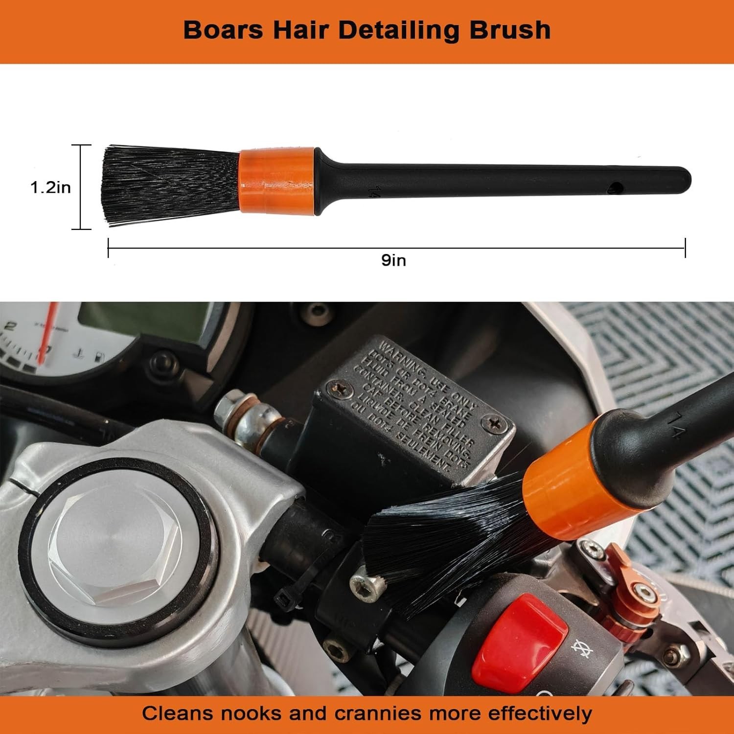 Motorcycle Cleaning Kit 6 Pack with Easy Reach Brush,Wool Wash Mitt,Detailing Br