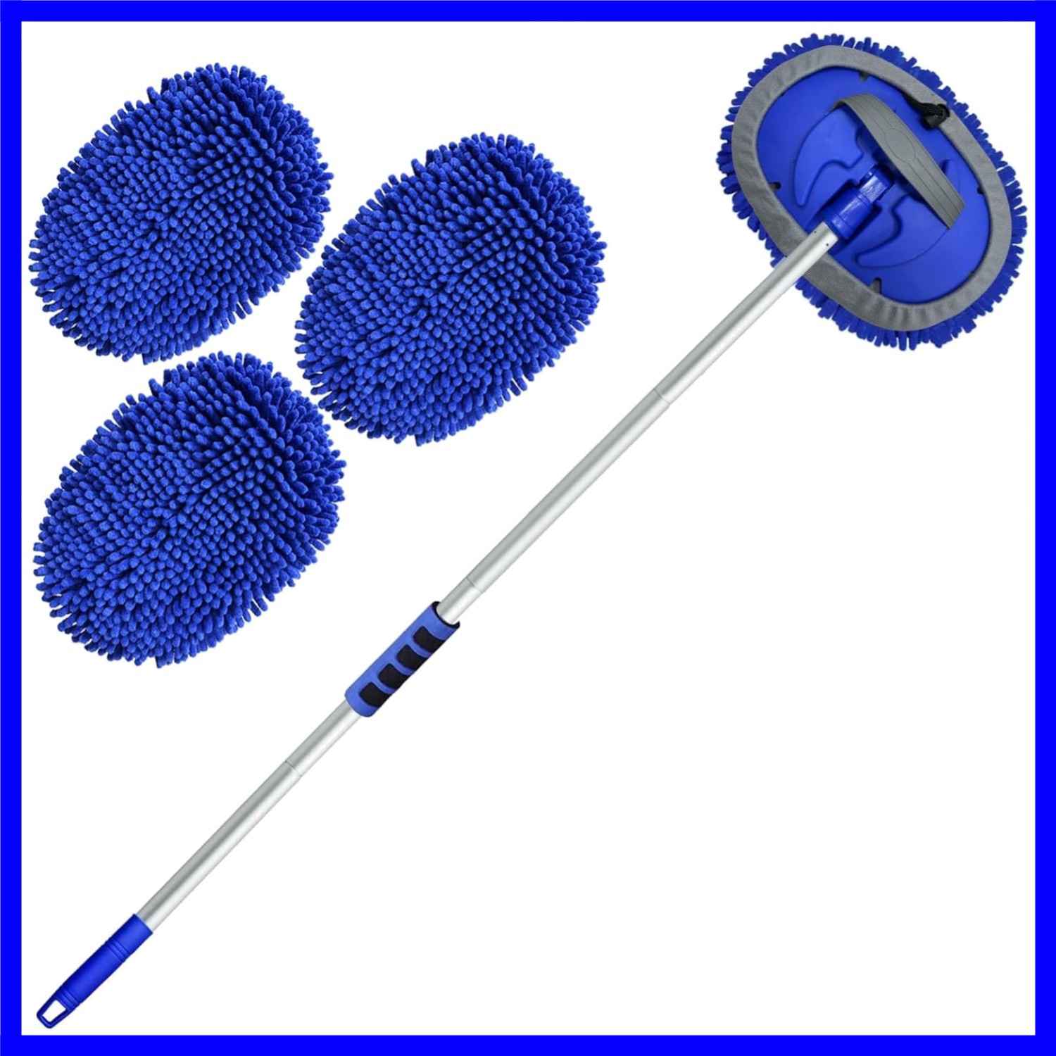 62” Car Wash Brush Kit with Long Handle, Chenille Microfiber Car Wash Mop Mi…