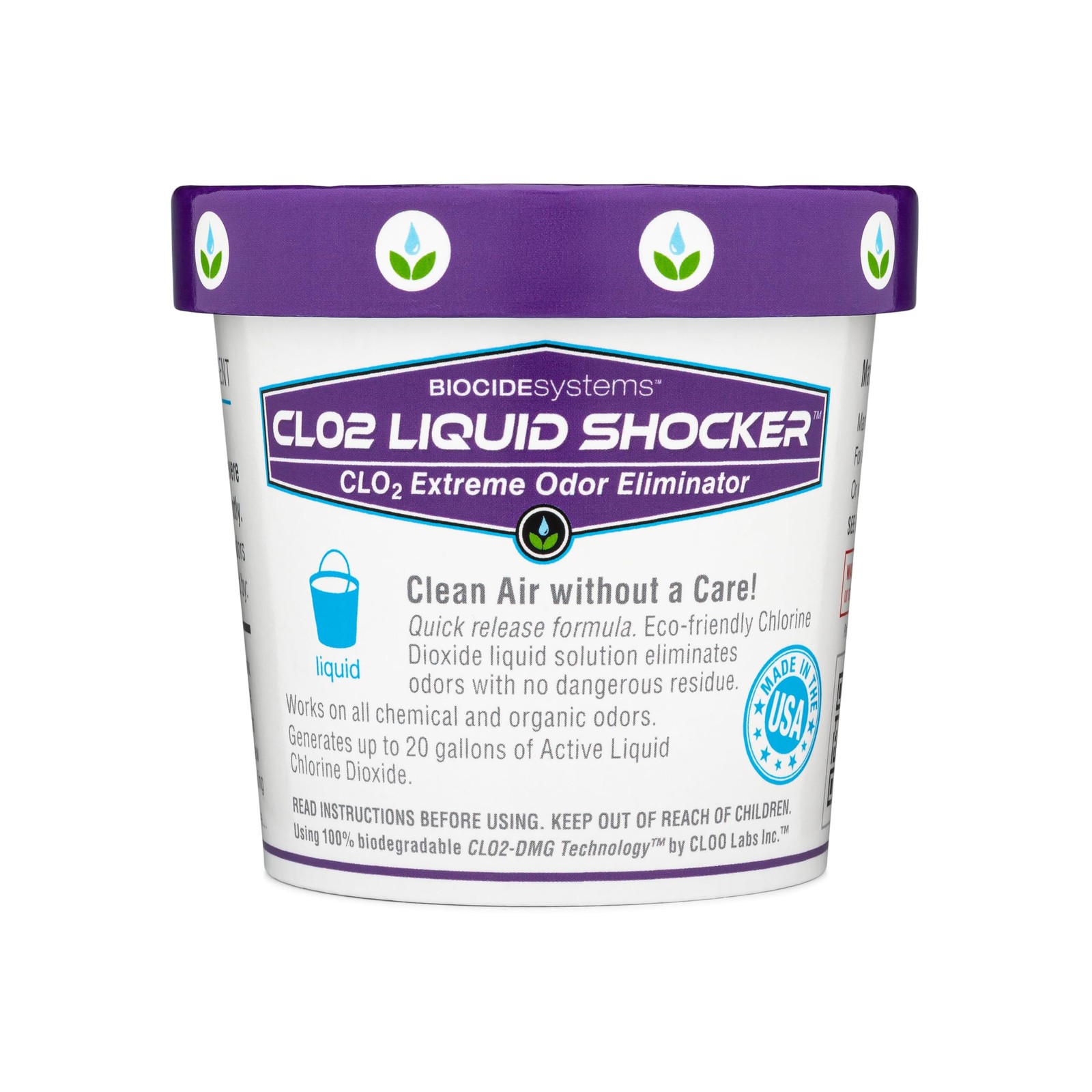 Biocide Systems Liquid Shocker Strong Odor Eliminator, Eco-Friendly Chlorine Dio