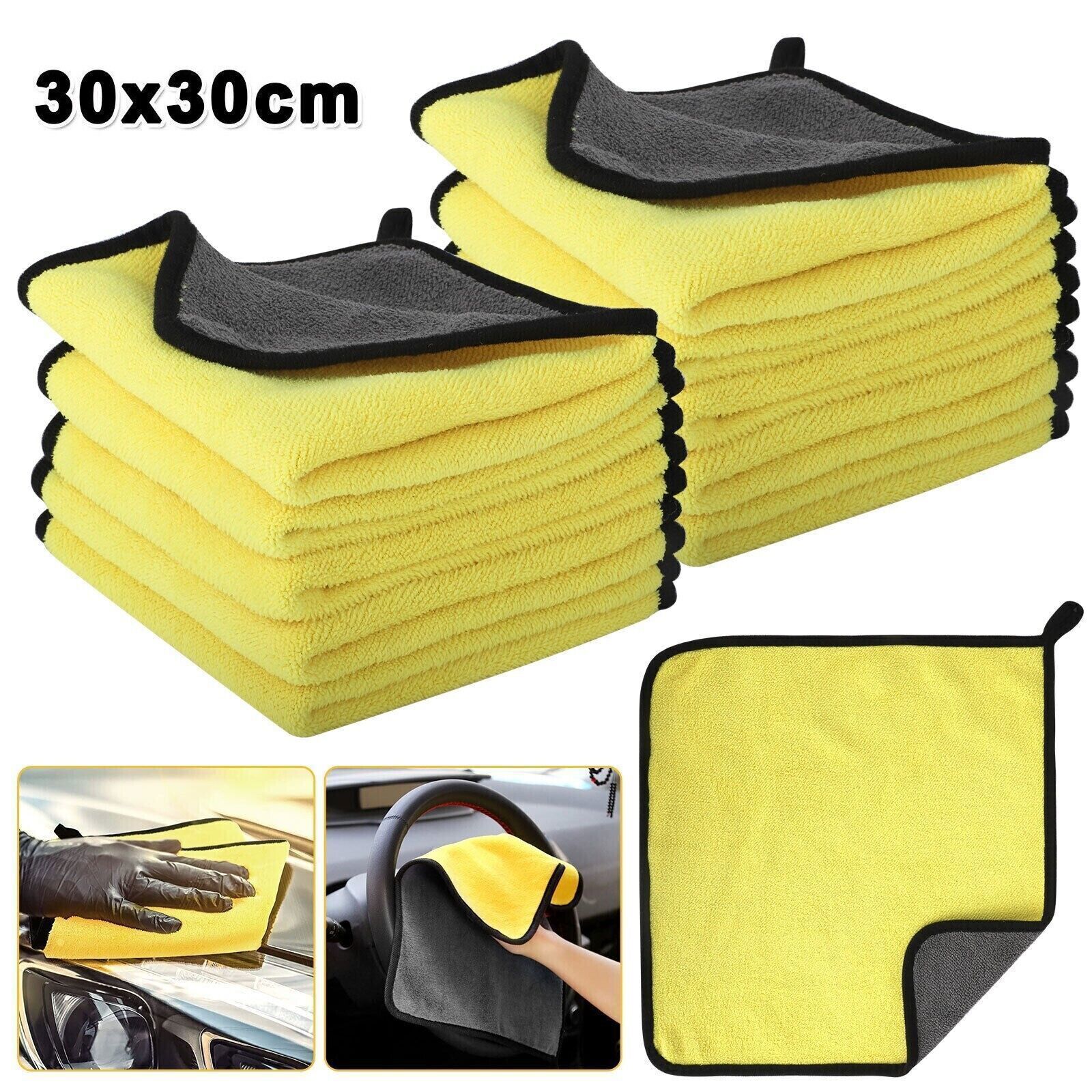 5pcs Microfiber Cleaning Cloth Car Wash Towel Drying Rag Car Polishing Detailing