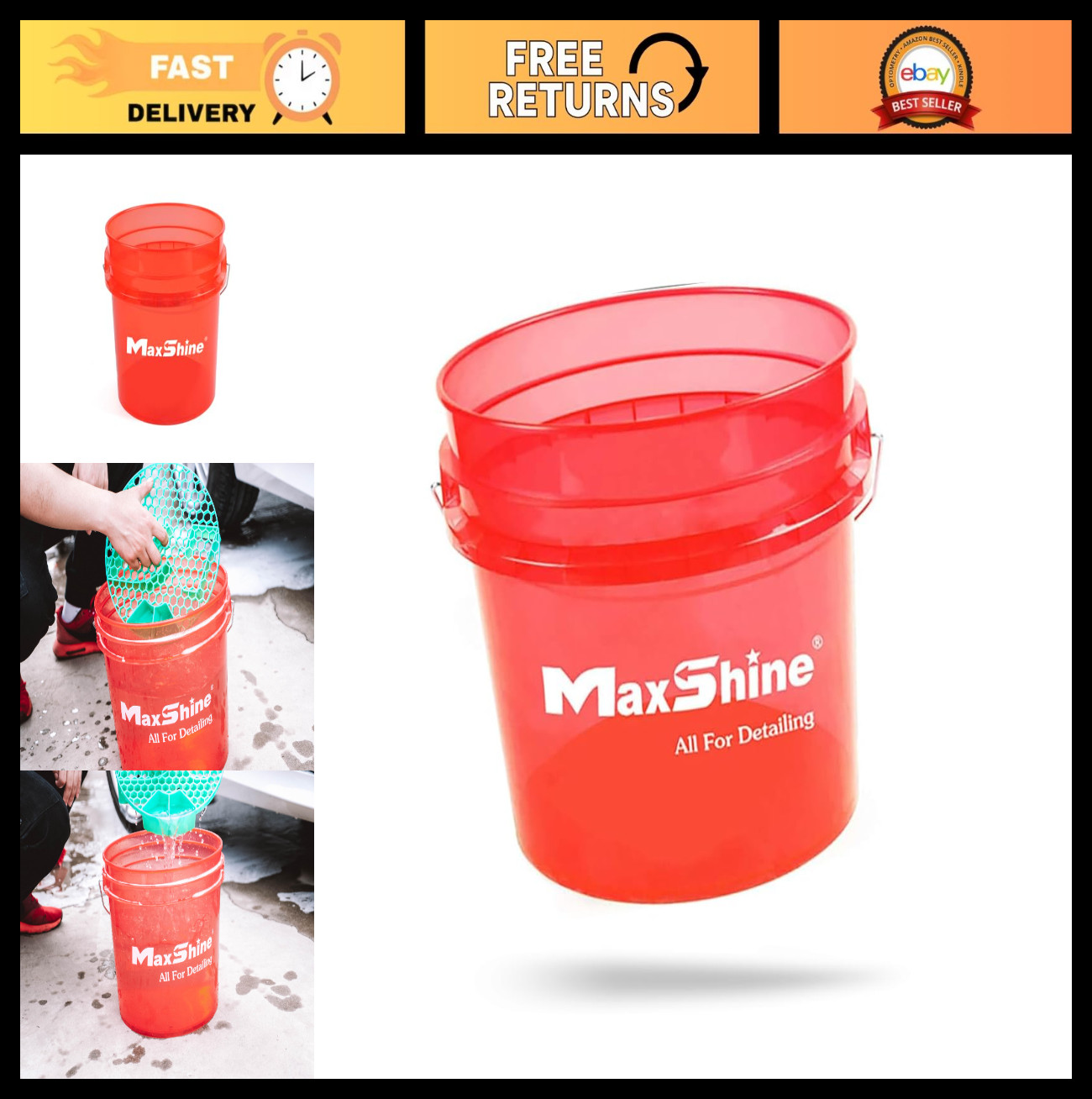 3.5 Gallon Car Wash Bucket – Scratch-Free Detailing Tool Holder for Auto Care, G