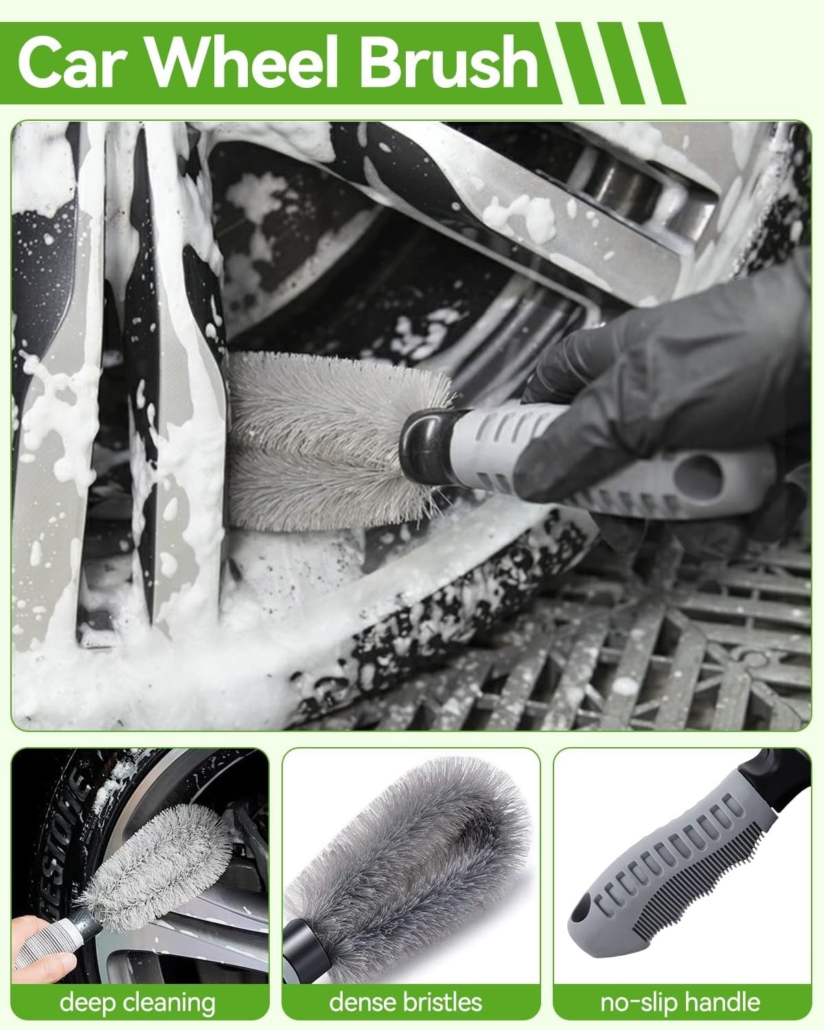 8Pcs Car Wash Kit, 62’’ Car Wash Brush with Long Handle, Microfiber Carwash K…