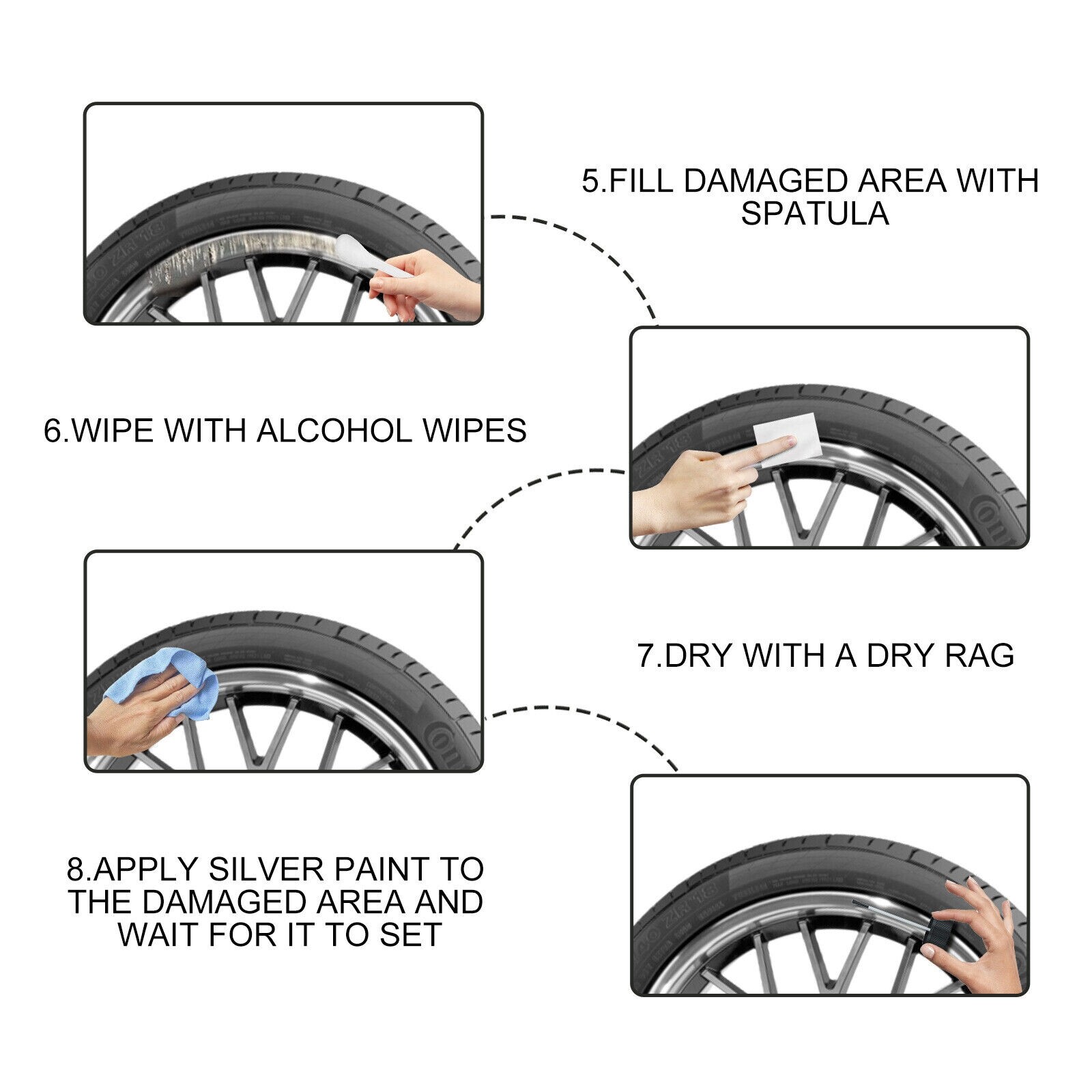 1 Set Alloy Wheel Repair Kit Rim Car Auto Scratch Removal Set Dent Rash Remover
