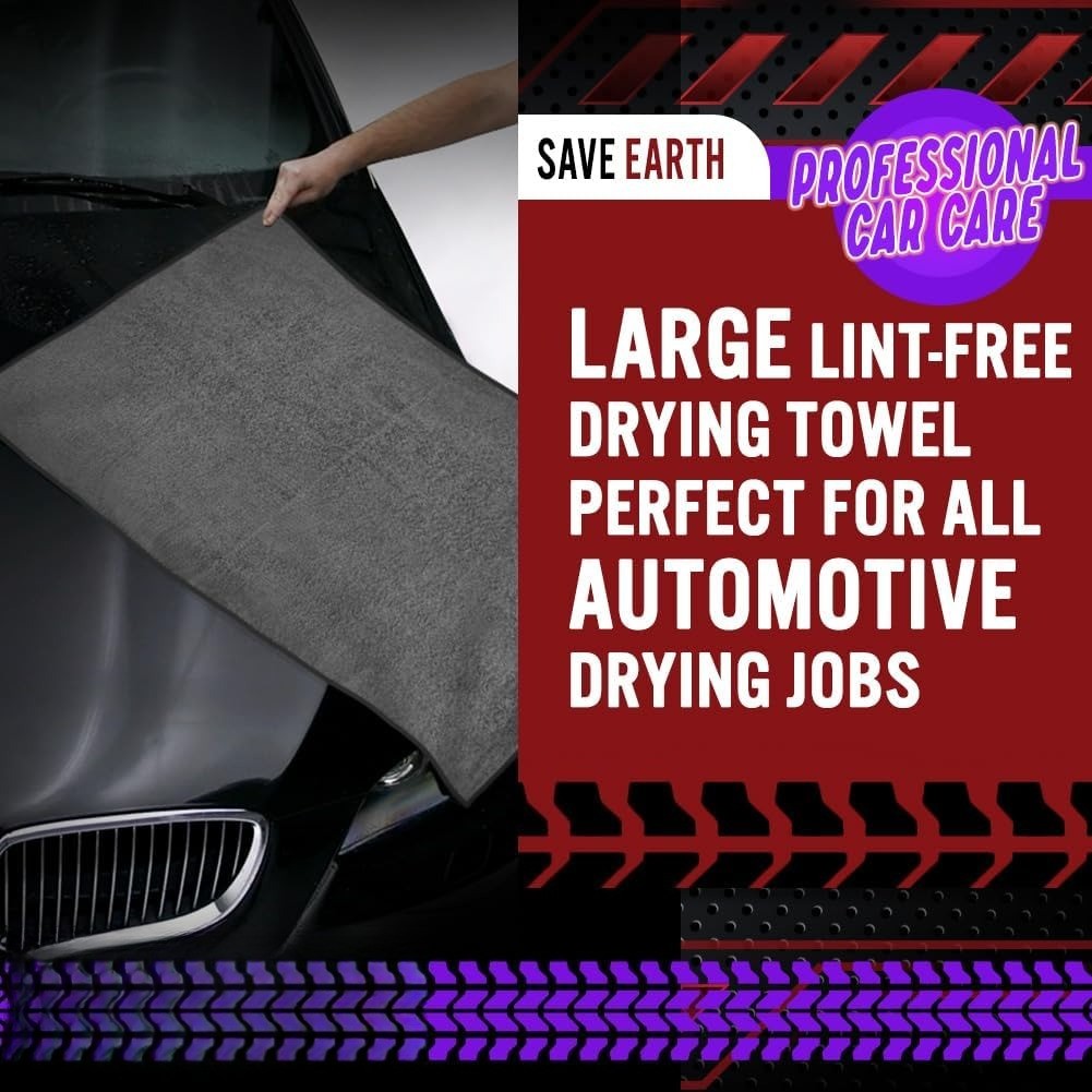 Microfibre Car Towel – Set of 4, Size 24 inches x 31 inches, Grey