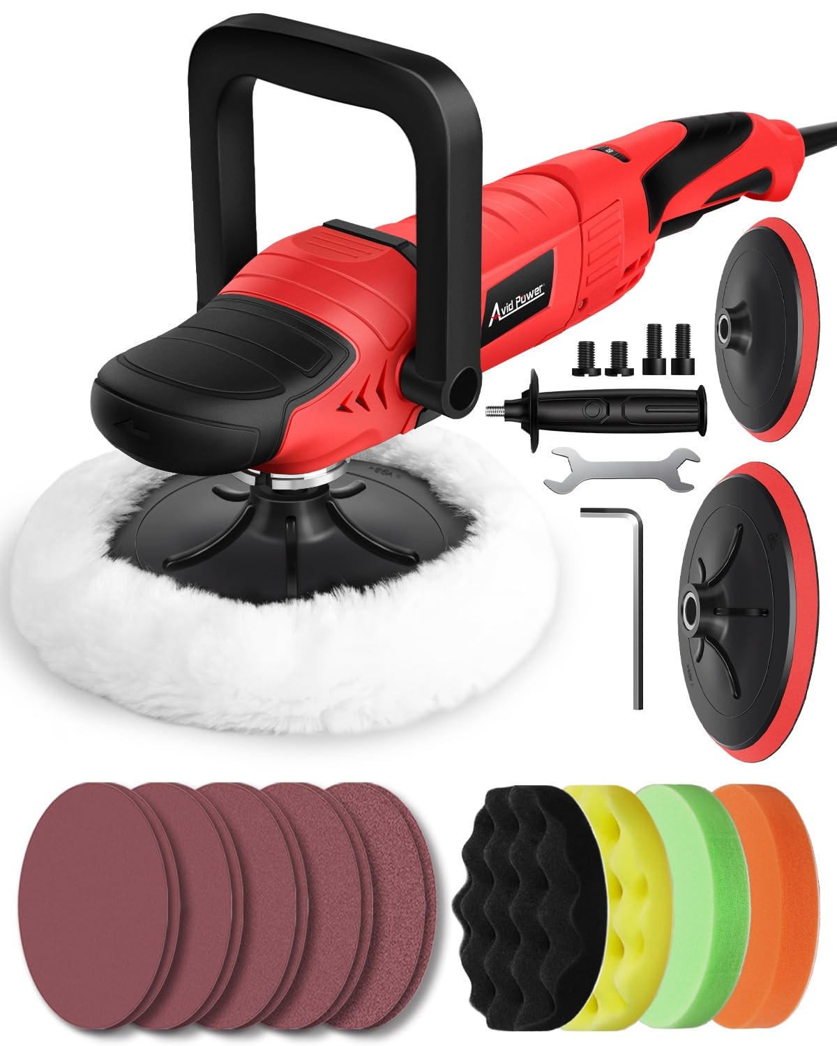 Car Buffer Polisher 6 Variable Speed 1000-3500 RPM 1200W AVID POWER