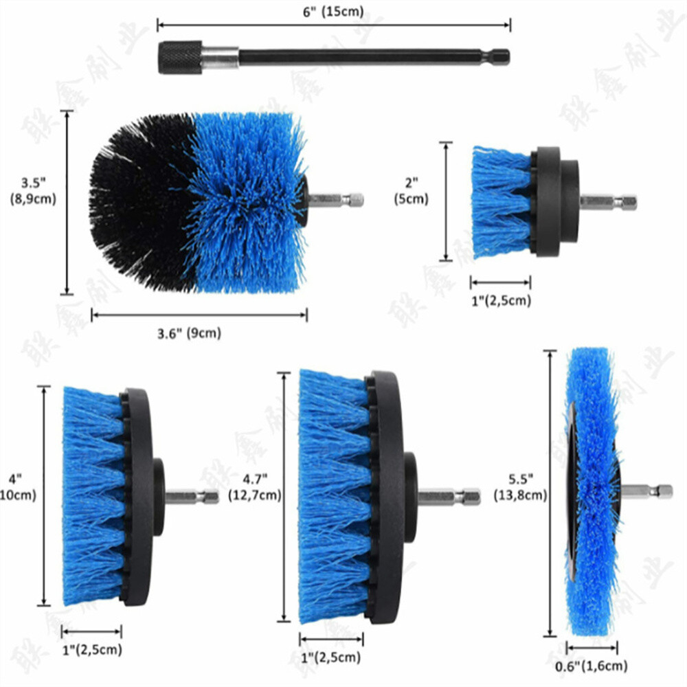6pcs Home Electric Drill Bristle Head Home Car Cleaning Kit Combo Universal