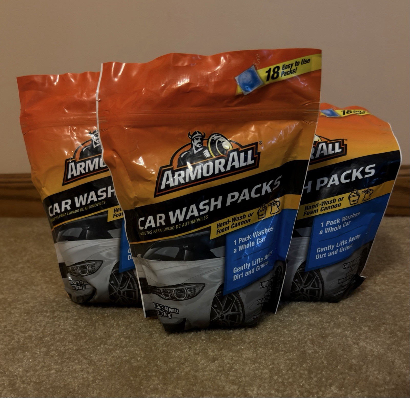 Armor All Car Wash Pods 18pc Car Wash Kit: Could Handwash Or Foam cannon; 3 Pack