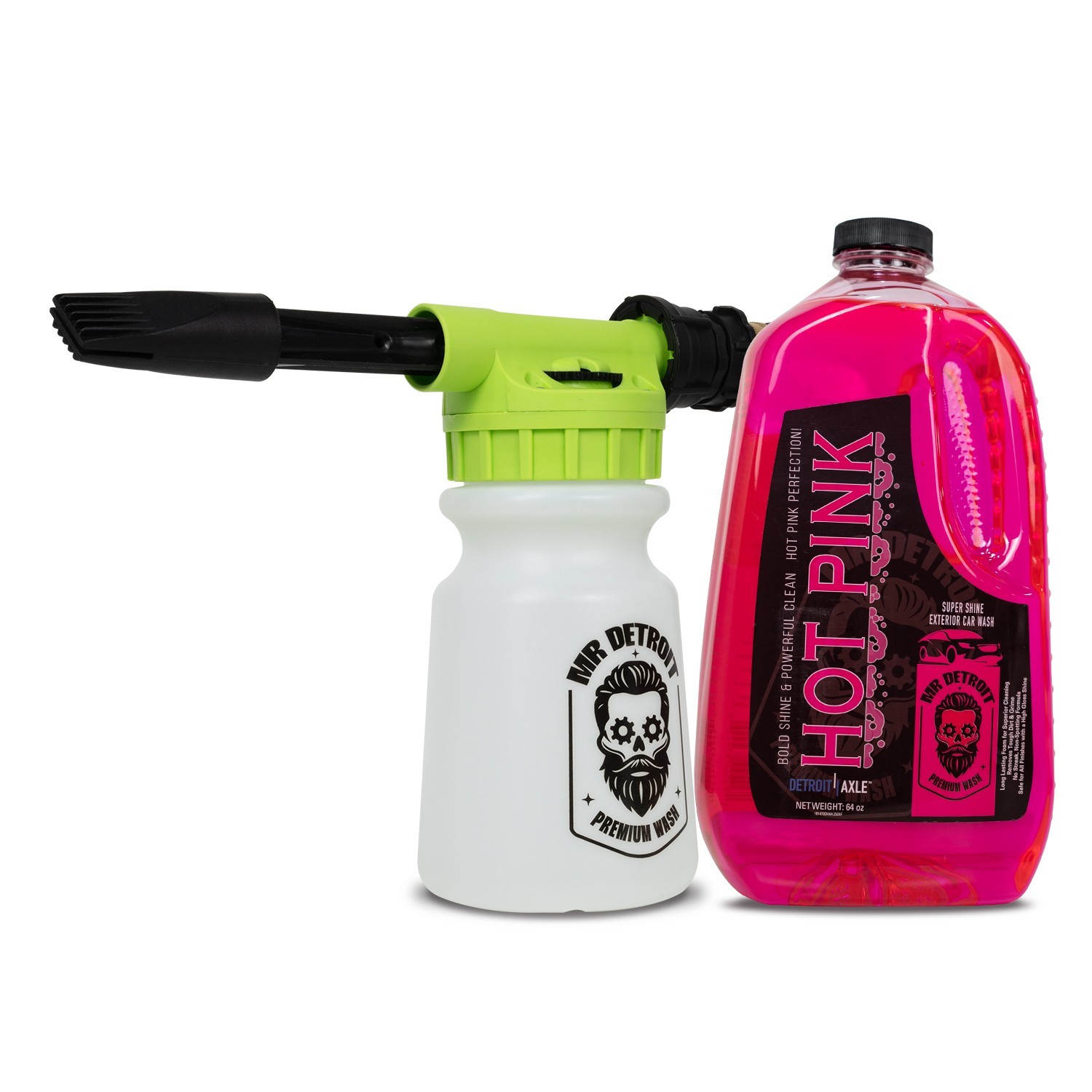 Mr. Detroit – High-Suds Car Wash Kit w/64oz Car Wash Soap, Foam Blaster Wash Gun