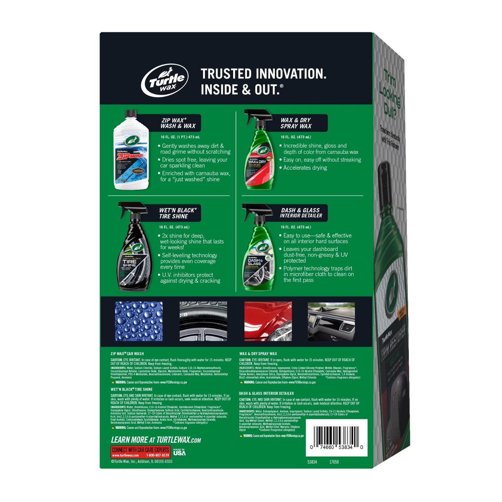 Turtle Wax Complete Car Care 4-Piece Kit 53834 Interior & Exterior Detail Set
