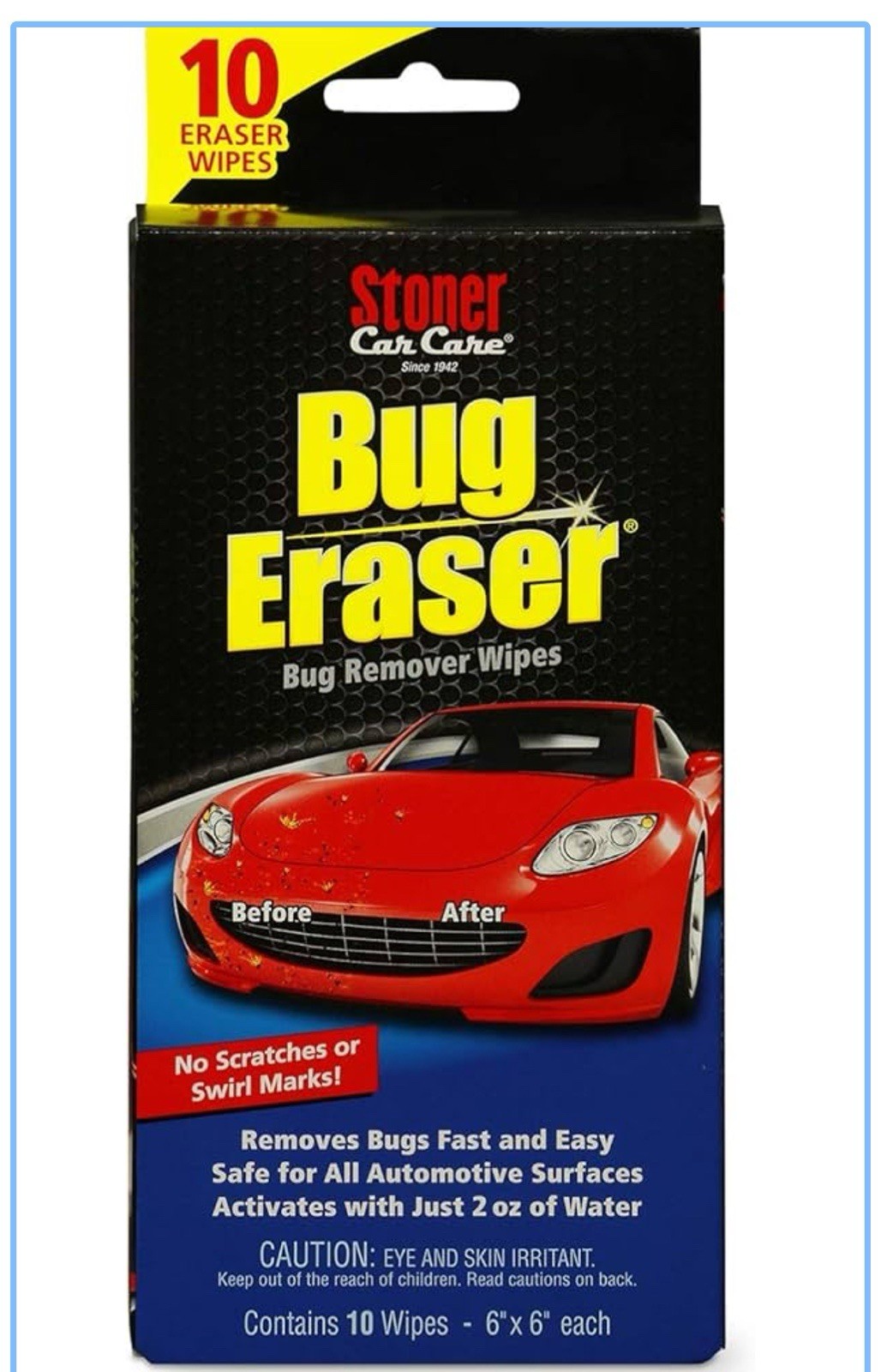 Stoner Car Care 95401 Bug Eraser Car Cleaning Wipes, Removes Bugs Fast and Easy,
