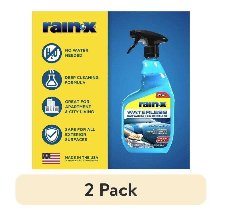 2 PACK Rain-X Waterless Car Wash & Rain Repellent,Safe For All Exterior Surfaces