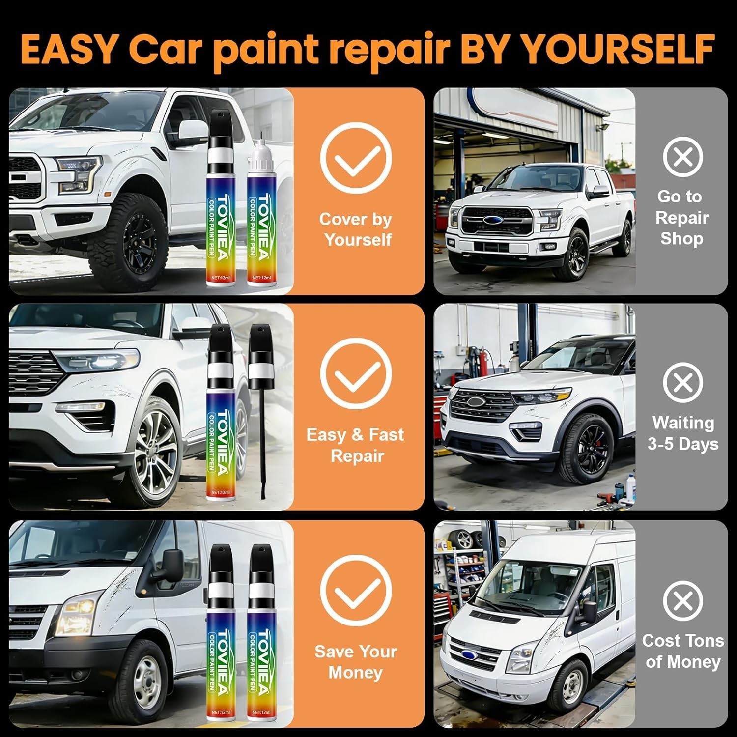 Car Touch Up Paint Compatible with Mercedes-Benz 040/9040 Black 0.4 Fl Oz 2-Pcs