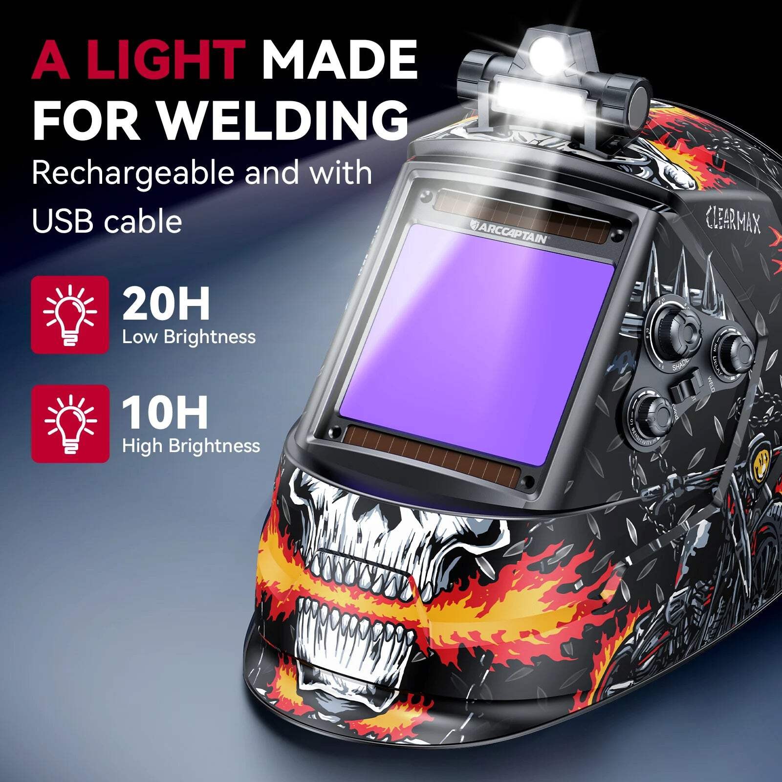 Welding Helmet ARCCAPTAIN Auto Darkening Welders With Light For MIG MAG SUV