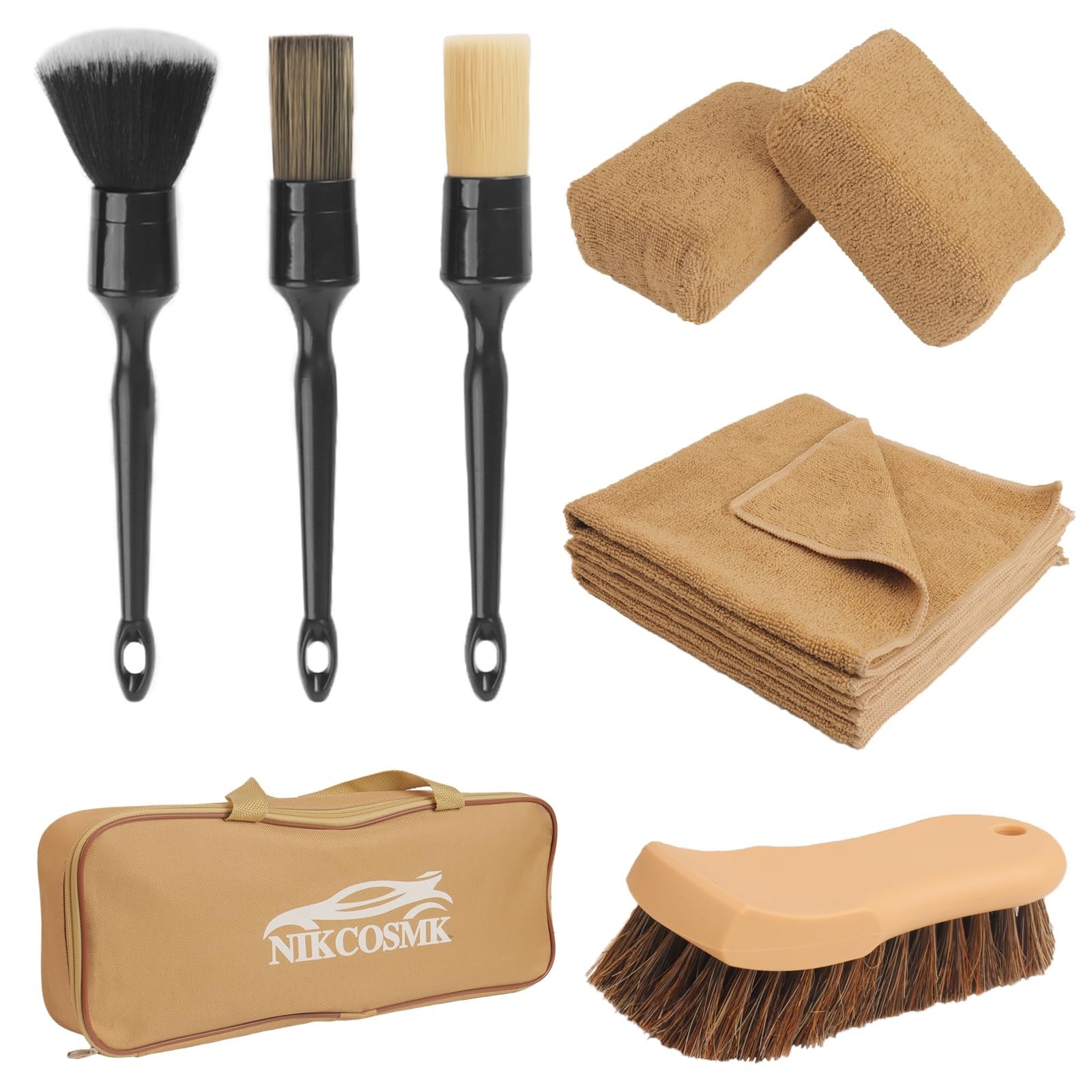 10PCS Car Detailing Kit – Interior Cleaner Brushes, Microfiber Cloths & Applicat