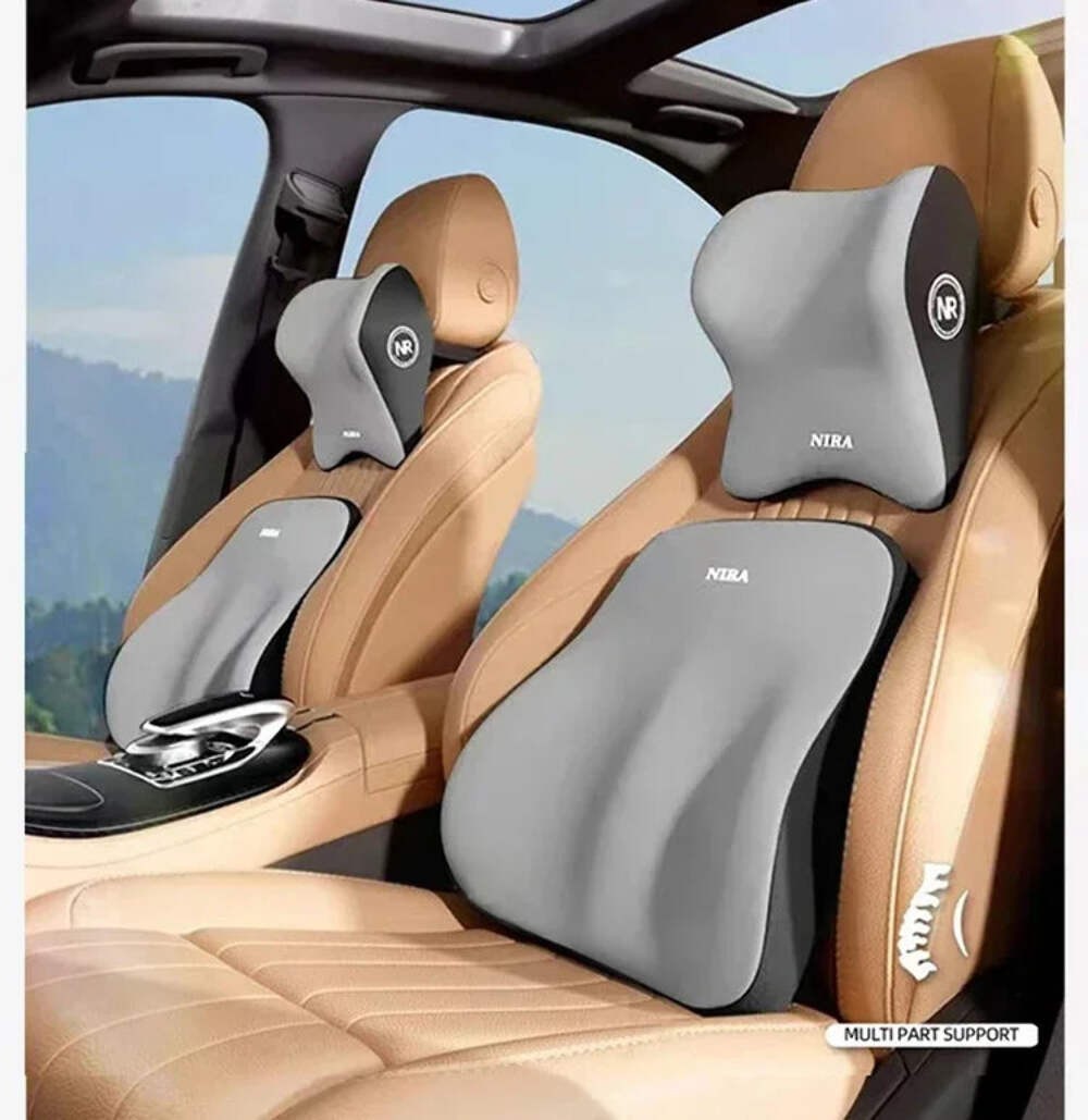 Memory Foam Car Universal Headrest Lumbar Cushion Back Pillow Interior Protector