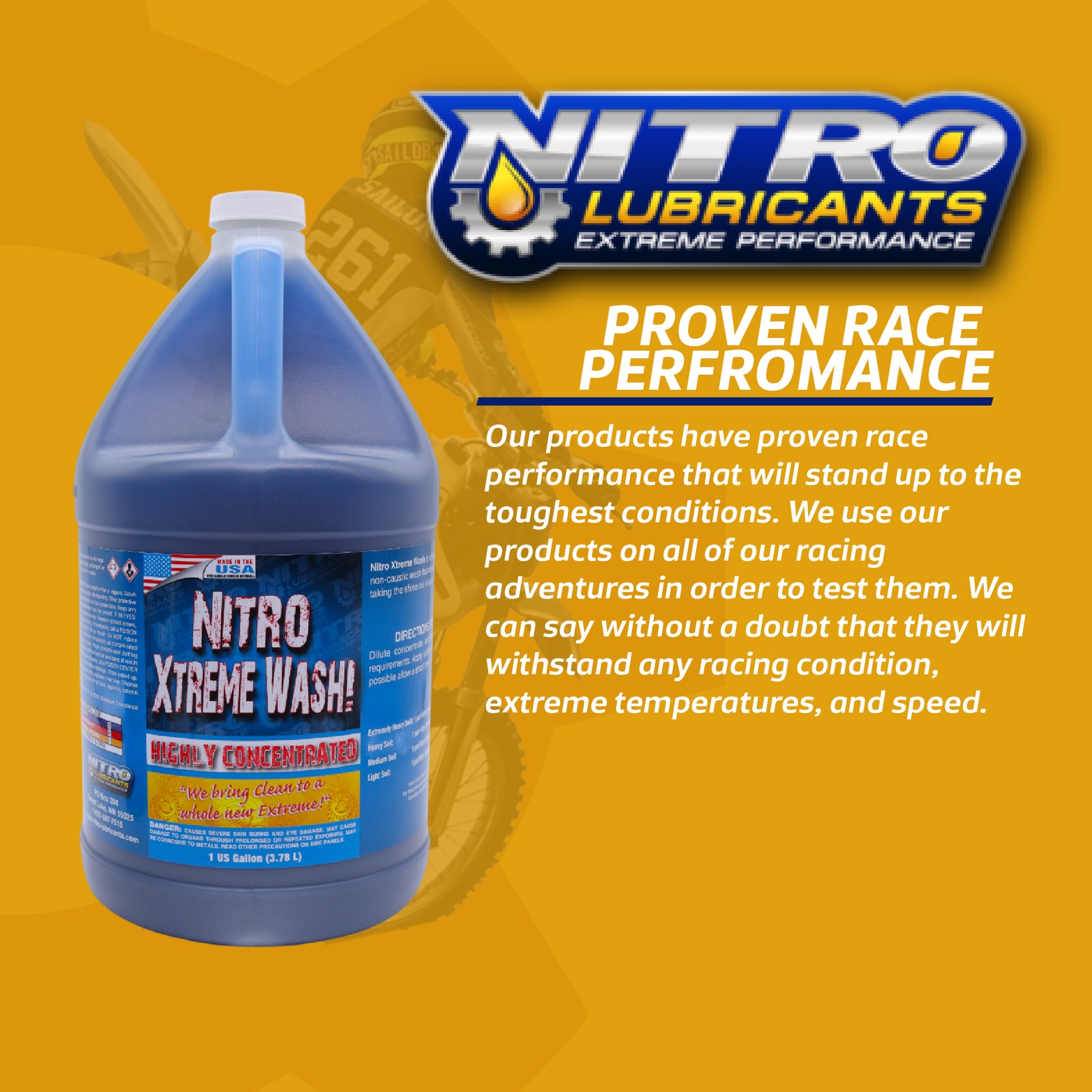 Nitro Lubricants Xtreme Bike Wash (1 GL) – Concentrated Cleaner