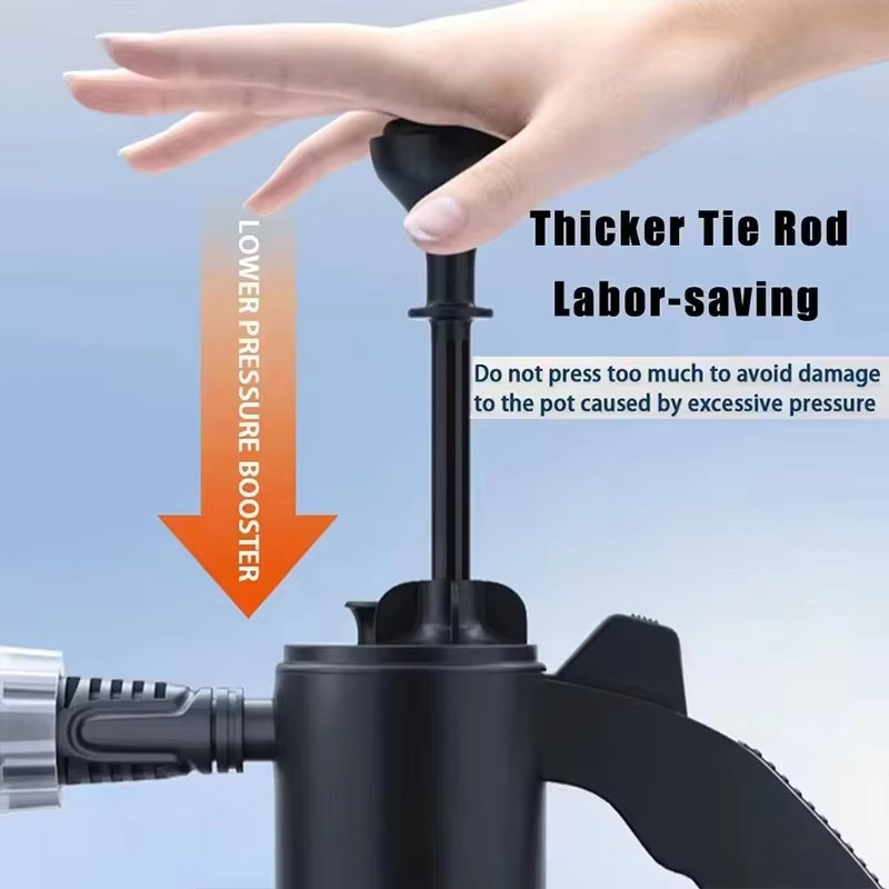 2L Hand Pump Foam Sprayer Snow Foam Cannon Car Wash Bottle w/ 3 Nozzles