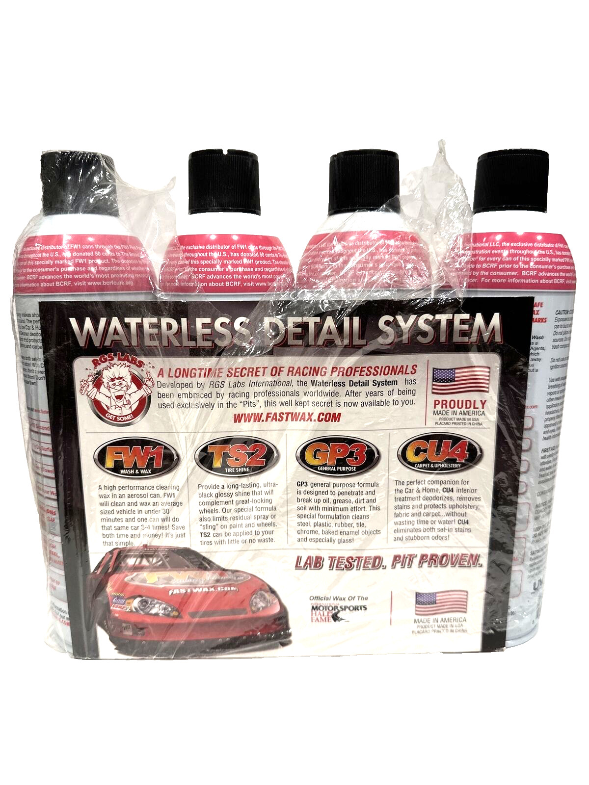 RGS Labs Fastwax Detail Kit (4 Cans) FW1 TS2 GP3 CU4 Waterless Car Wash