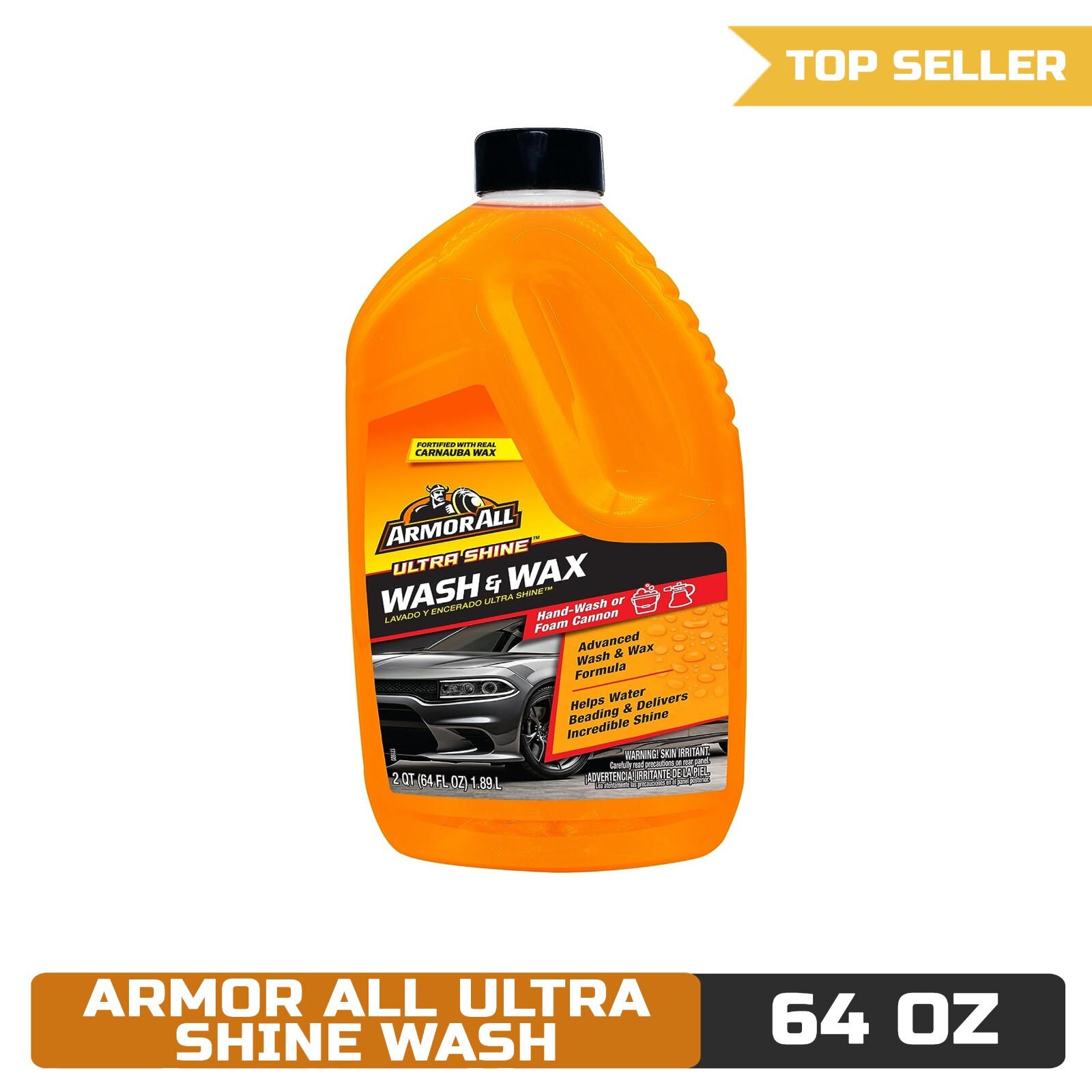 Armor All Ultra Shine Car Wash and Car Wax, Cleaning Fluid for Cars, 64 Fl Oz