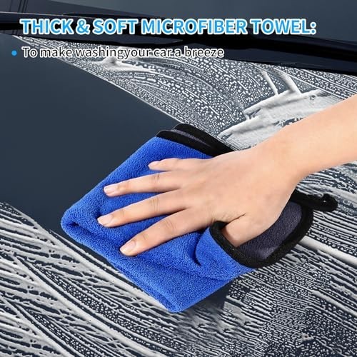 62″ Car Wash Brush with Long Handle – Microfiber Mop Mitt, Squeegee, Duster & To