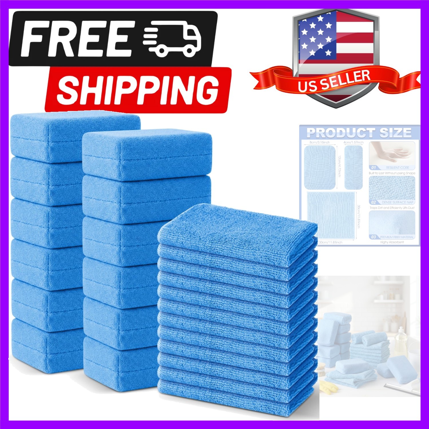 24 Pcs Microfiber Applicator Pad Kit Include Non Scratch Car Wash Sponge and …