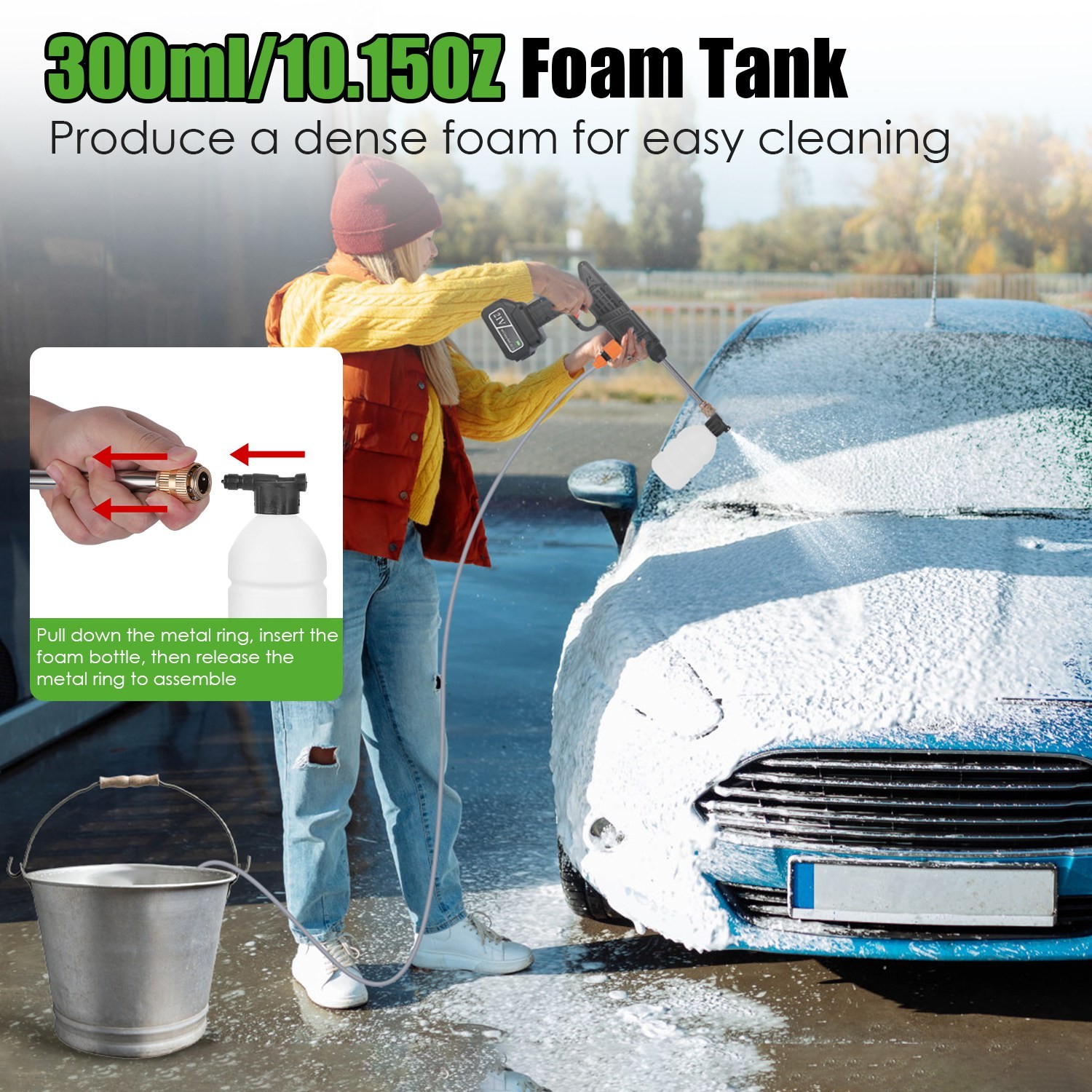 Cordless Electric Pressure Washer, 400PSI Portable Power Cleaner for Car/Bike