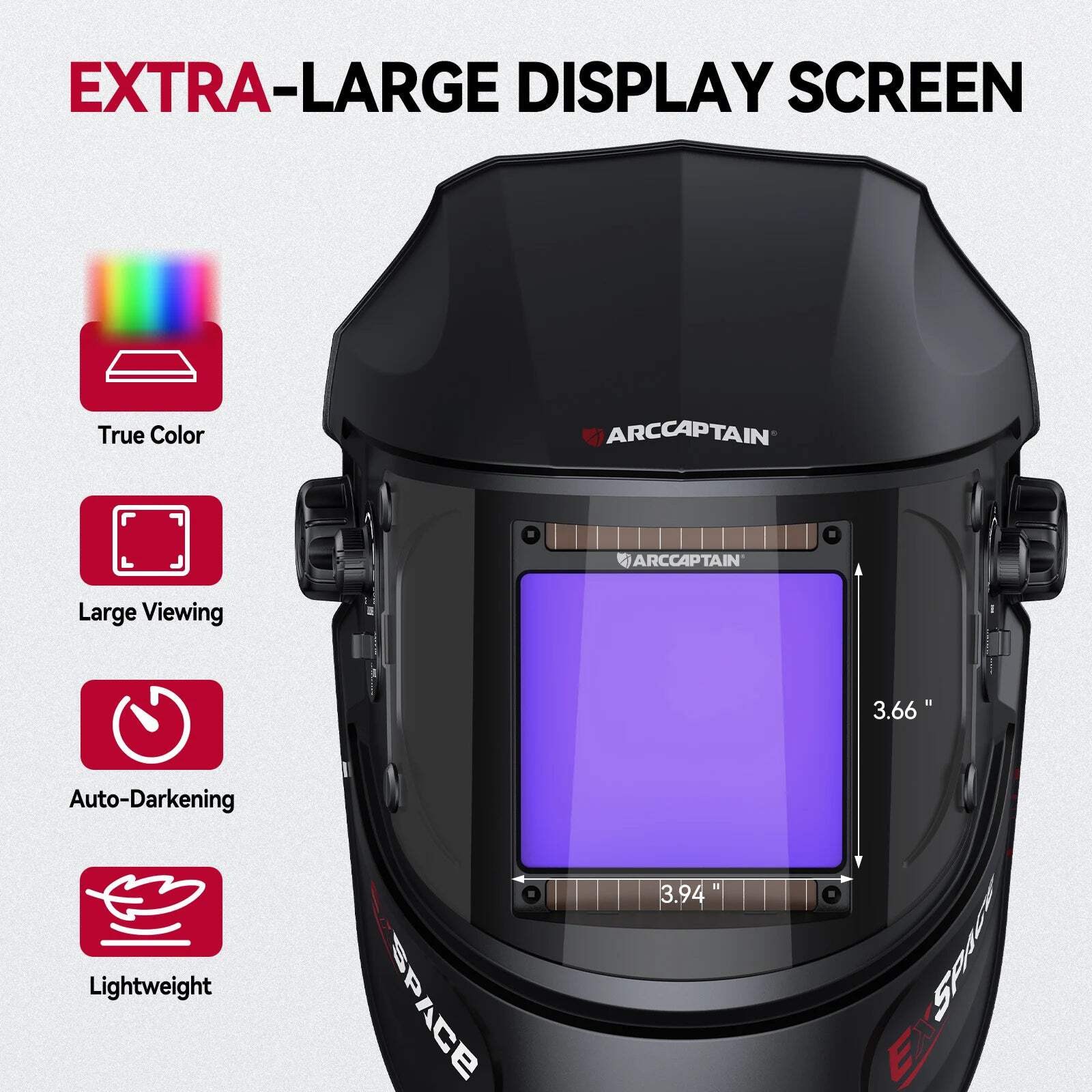 ARCCAPTAIN Auto Darkening Welding Helmet 1/1/1/1 Large Viewing 4 Arc Sensor SUV
