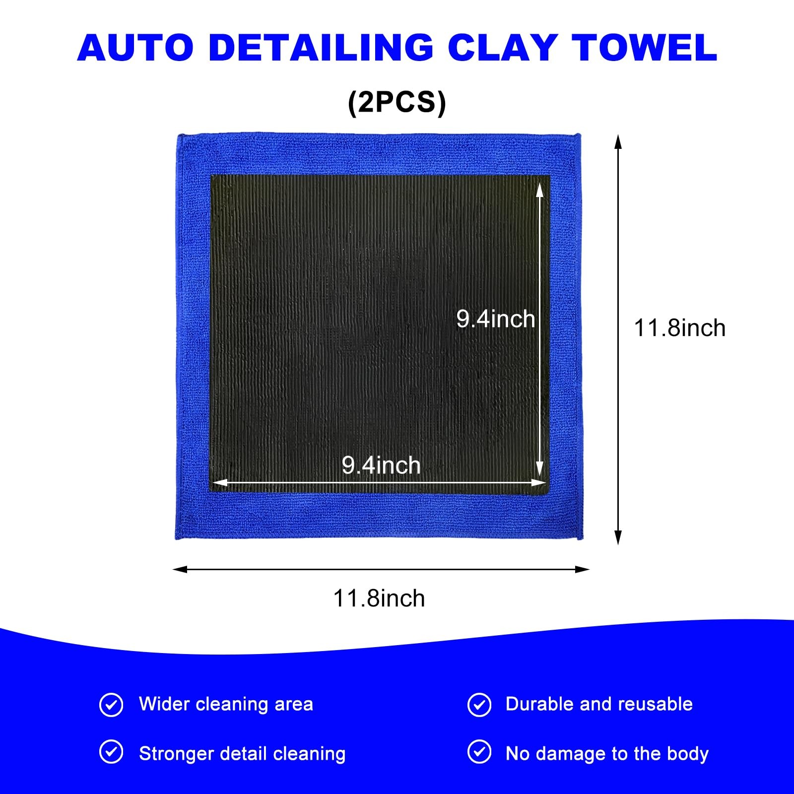 MTRPS 2 PCS Clay Towel, 12″×12″ Fine Grade Microfiber Bar 2pcs