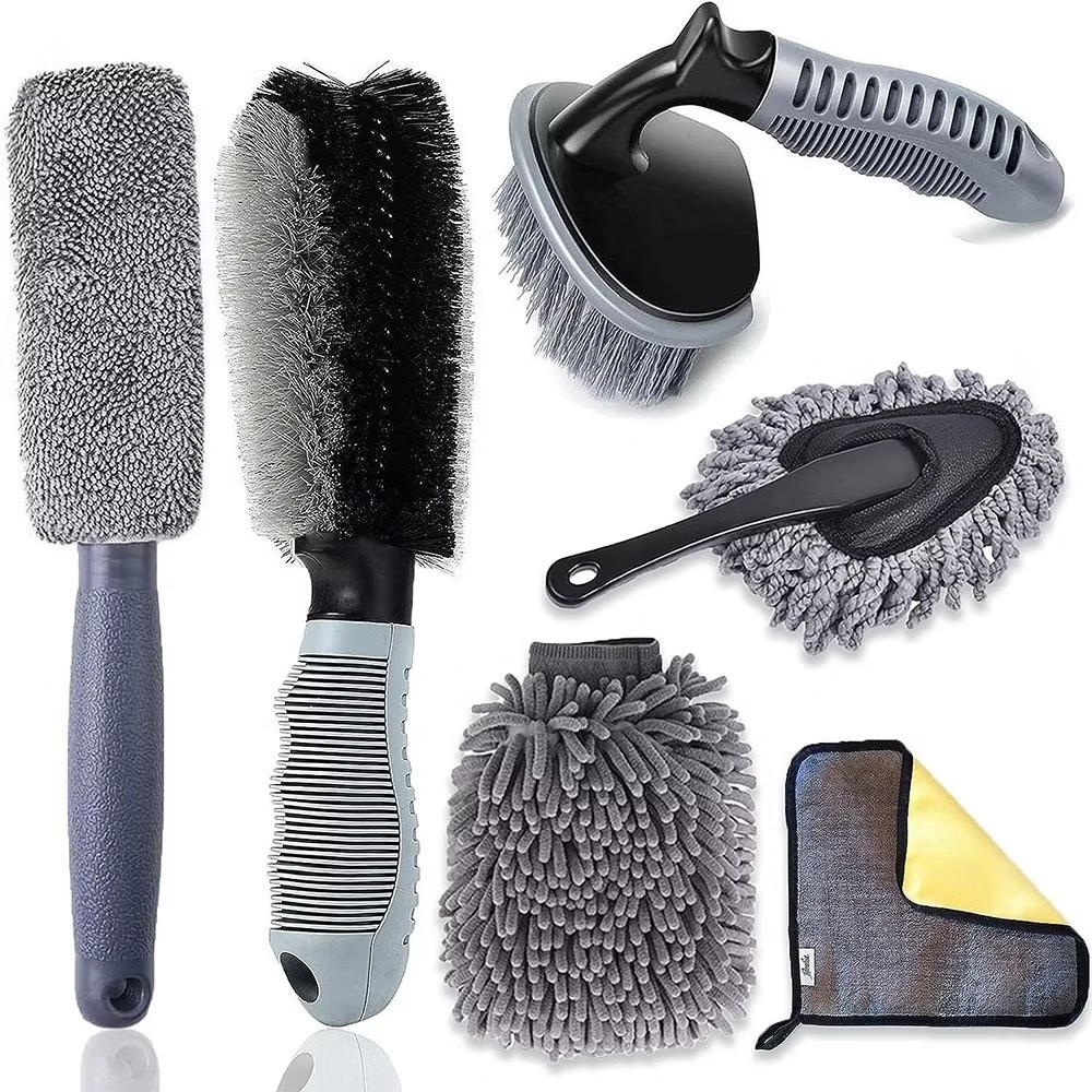 Car Wash Kit Microfiber Cleaning Set Sponge Mitt Towel Window Squeegee Auto Deta