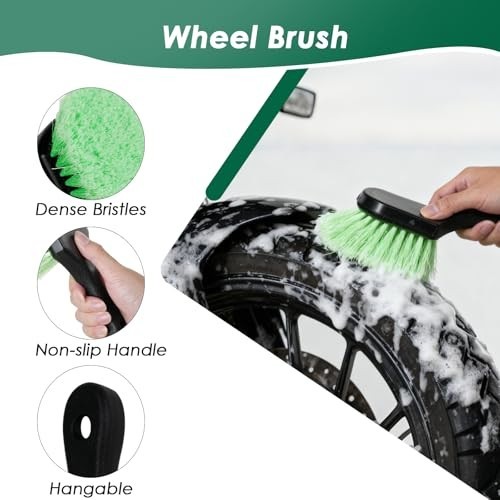 9 Pack Motorcycle Cleaning & Detailing Kit – Brushes, Sponge, Mitt, Tools for Bi