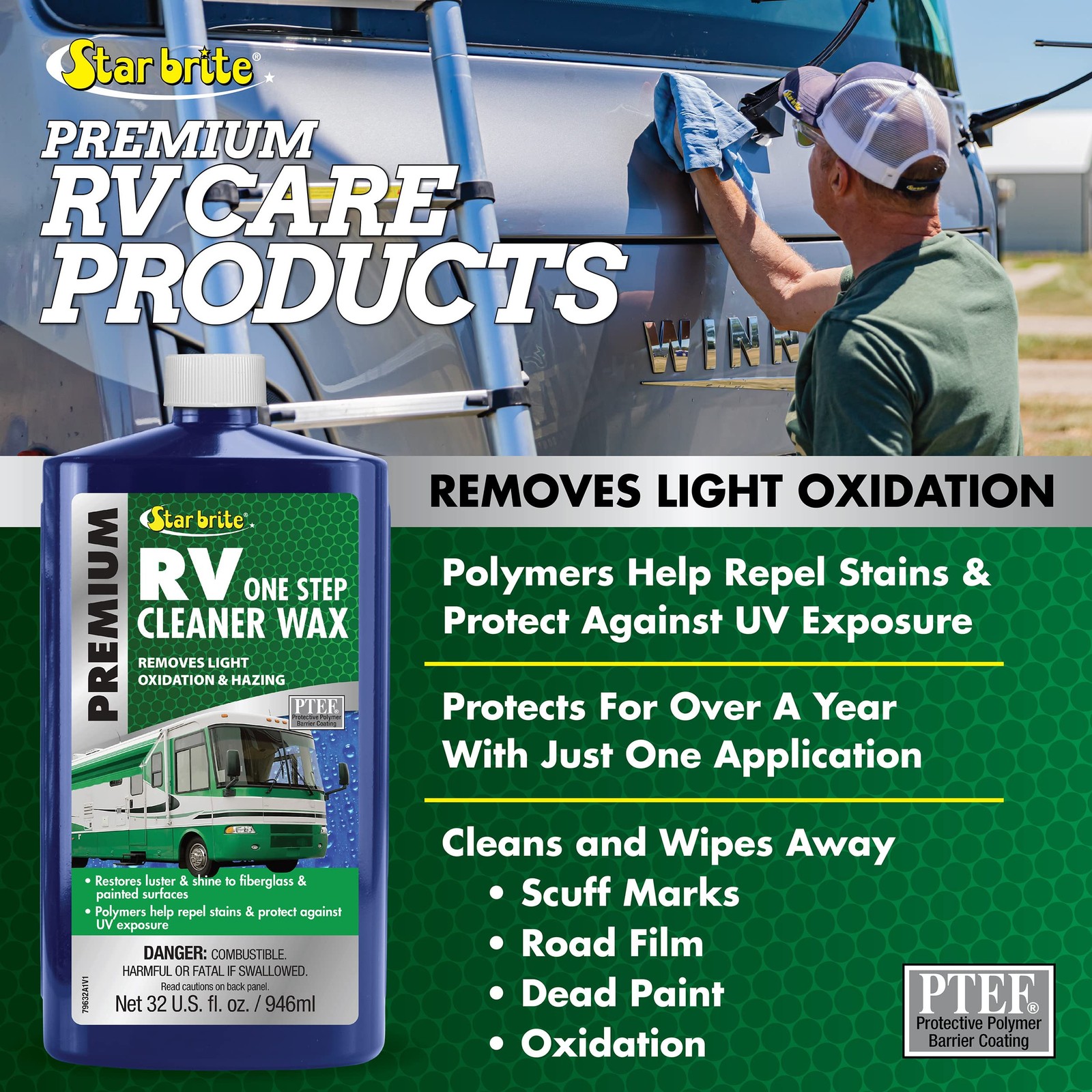 STAR BRITE Premium RV One Step Cleaner Wax – Cleans, Protects & Enhances RVs – R