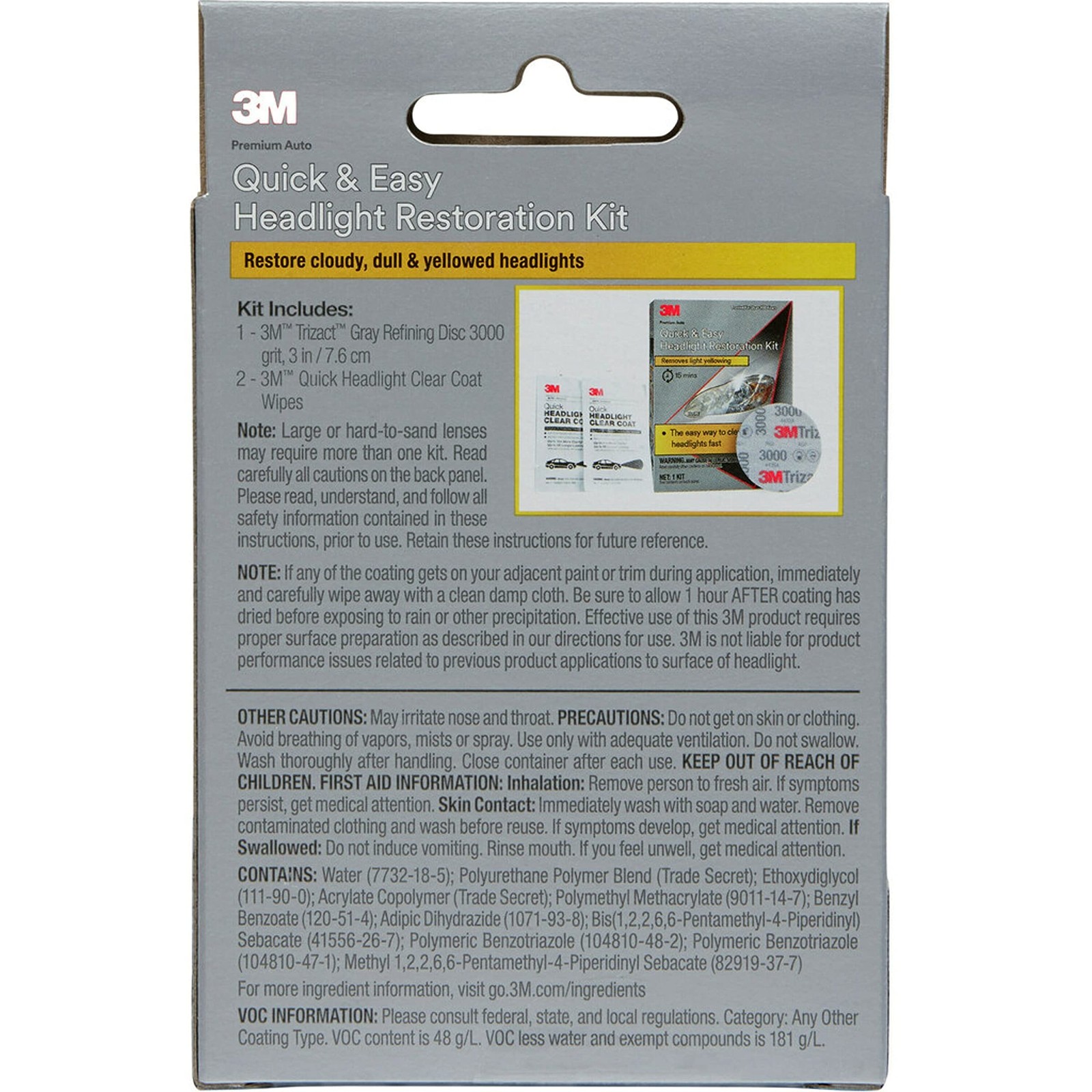 3M Quick and Easy Headlight Restoration Kit, 2 Count (Pack of 1), grey