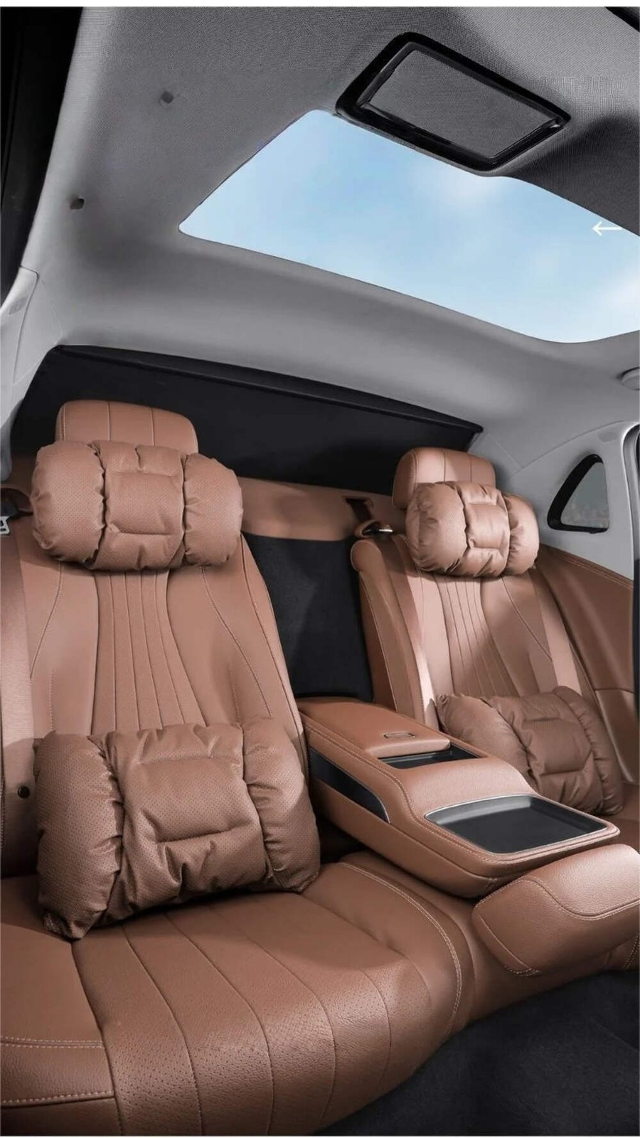 Memory Leather Car Headrest Neck Support Backrest Breathable Punched Design