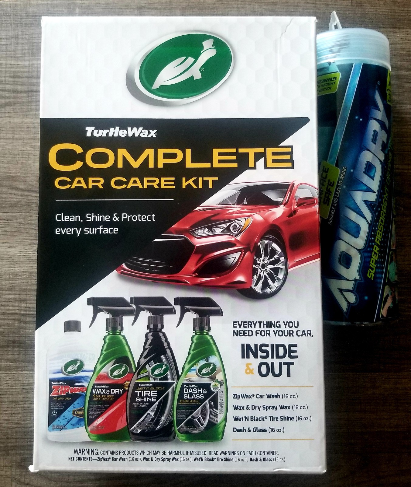 Turtle Wax Complete Car Care Kit With Extra Large AquaDry Drying Towel.